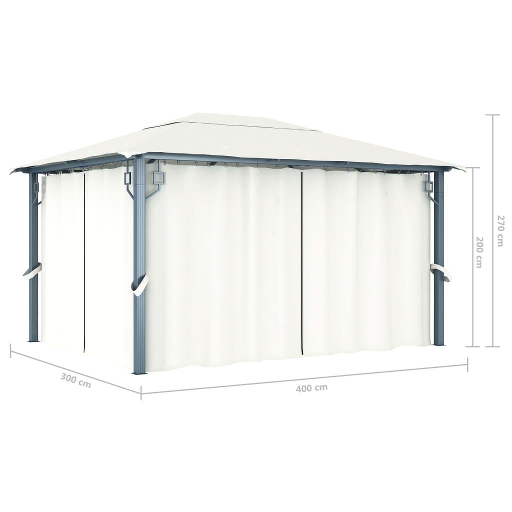 Voir la diapositive 6 : VIDAXL Tonnelle avec rideau et lumieres LED 4x3 m Creme Aluminium