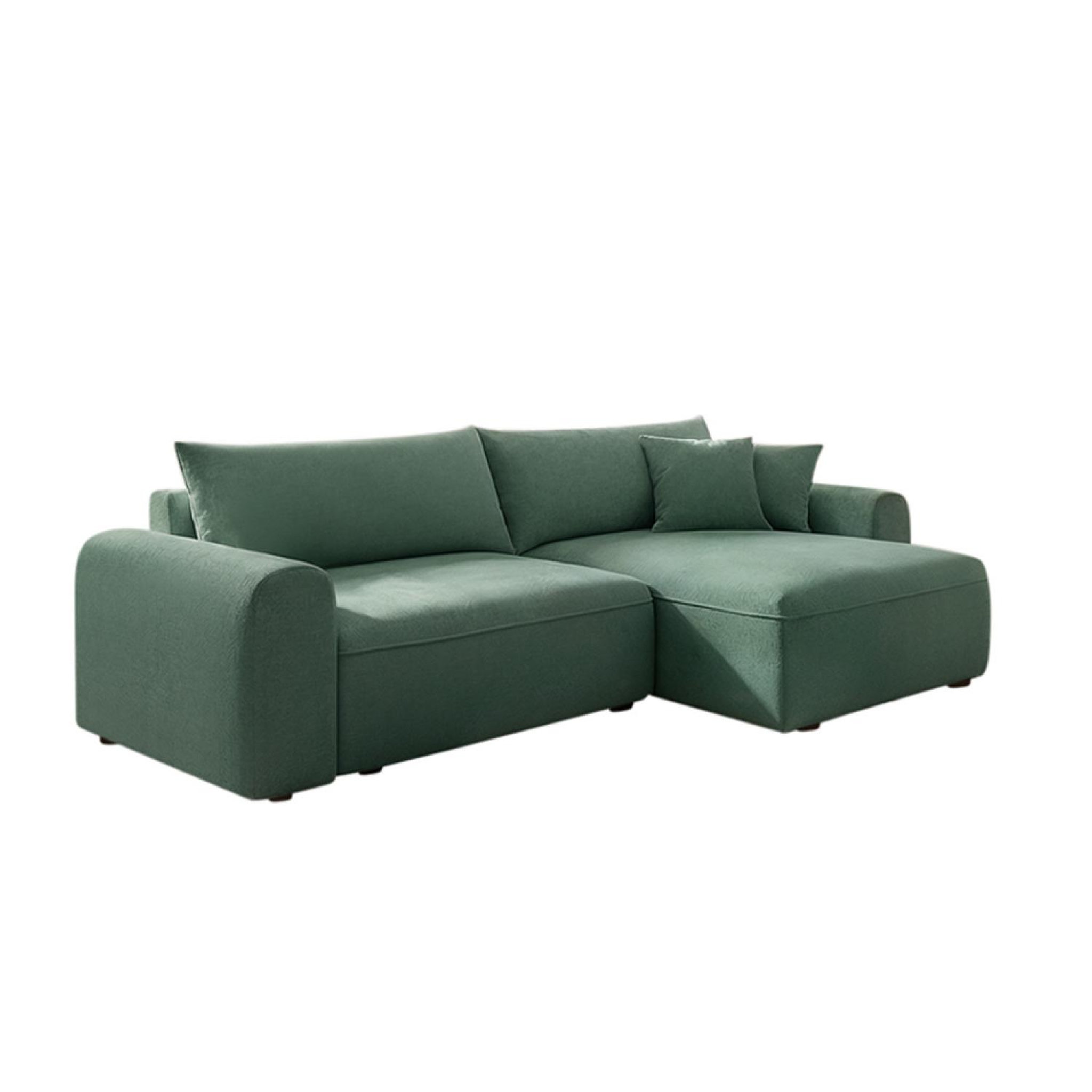 Voir la diapositive 6 : CONCEPT USINE Canapé d'angle convertible 4 places en tissu bouclé avec coffre de rangement belair