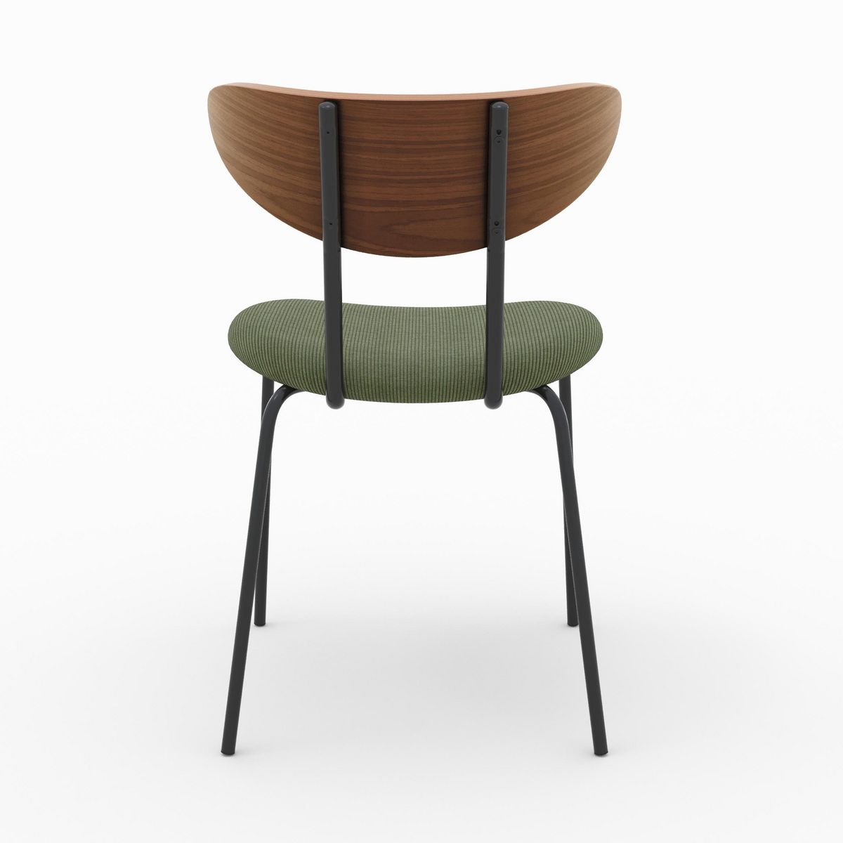 Rendez vous déco Lot de 2 chaises en velours côtelé vert kaki et dossier en noyer - Jade