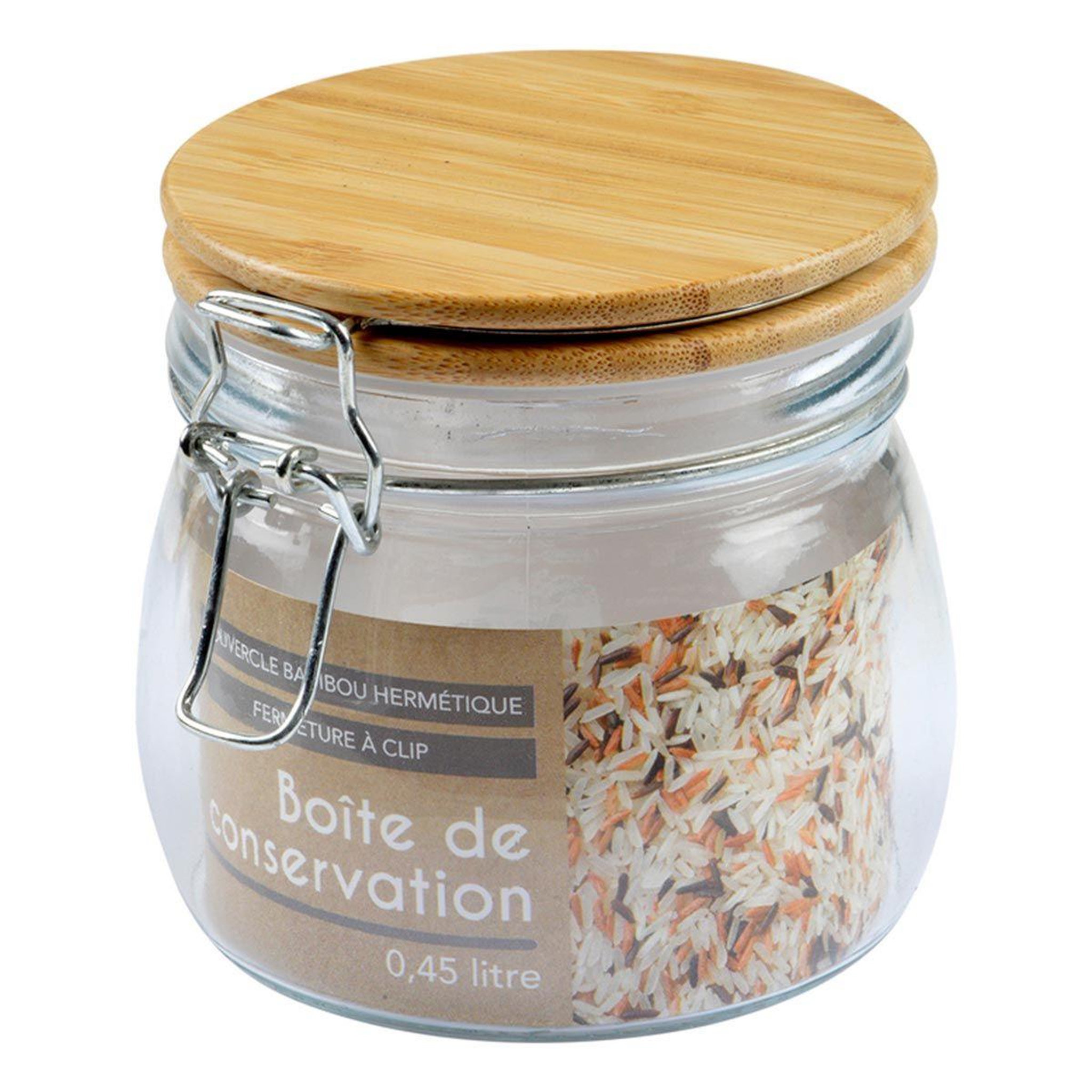 Voir la diapositive 2 : HOMEA Boîte de conservation hermétique  bambou  0,45l beige