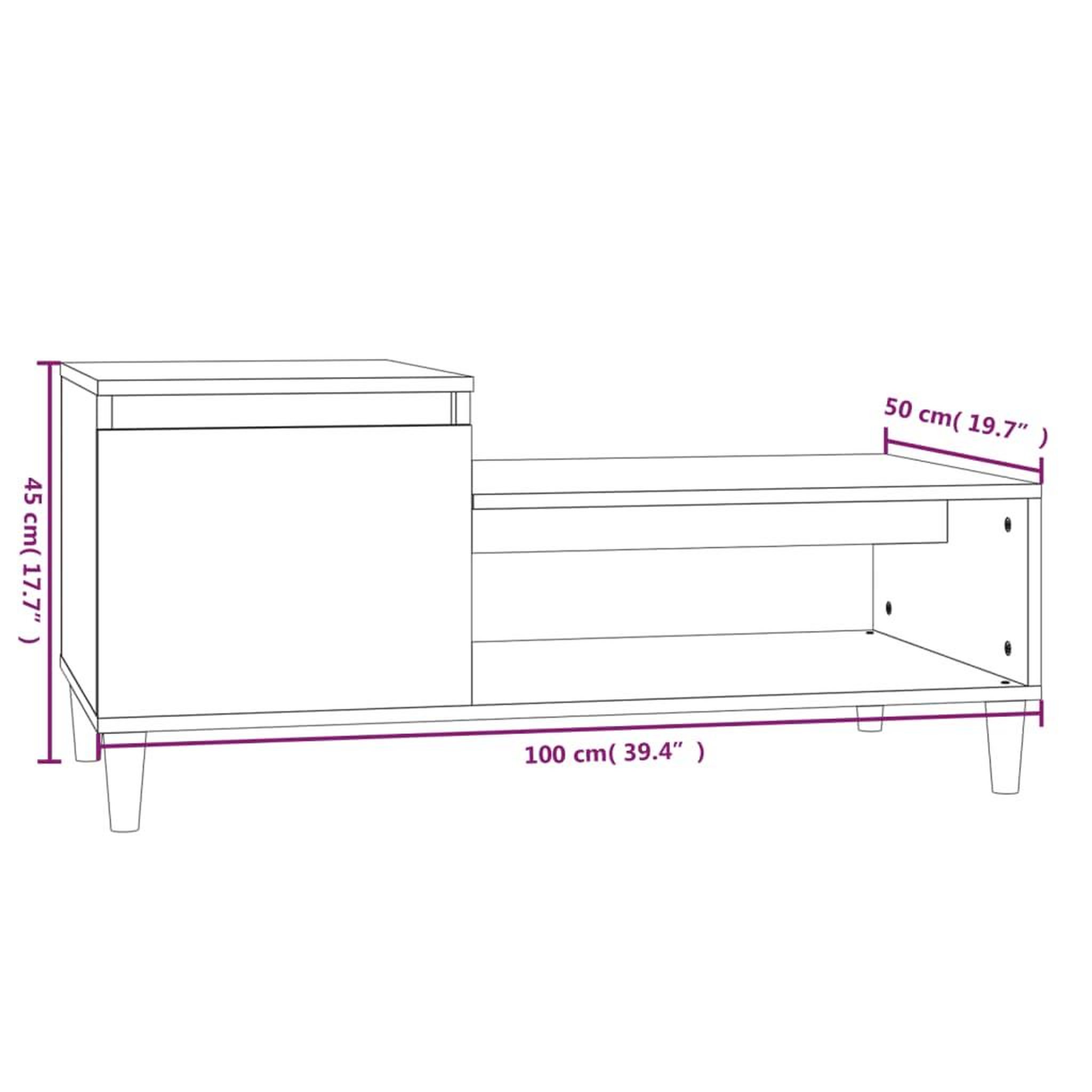Voir la diapositive 6 : VIDAXL Table basse Gris beton 100x50x45 cm Bois d'ingenierie