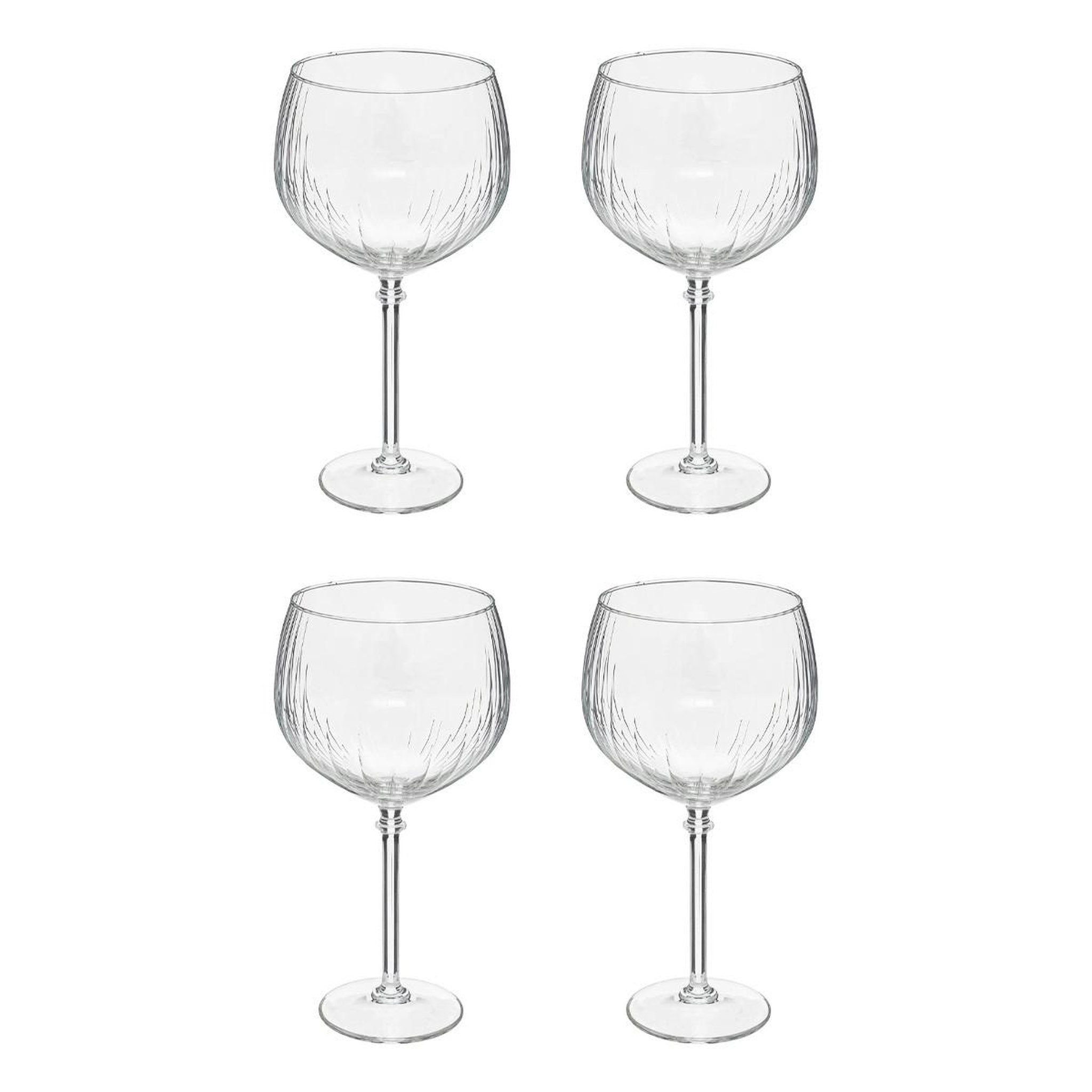 SECRET DE GOURMET Lot de 4 verres à gin  strié  64cl transparent