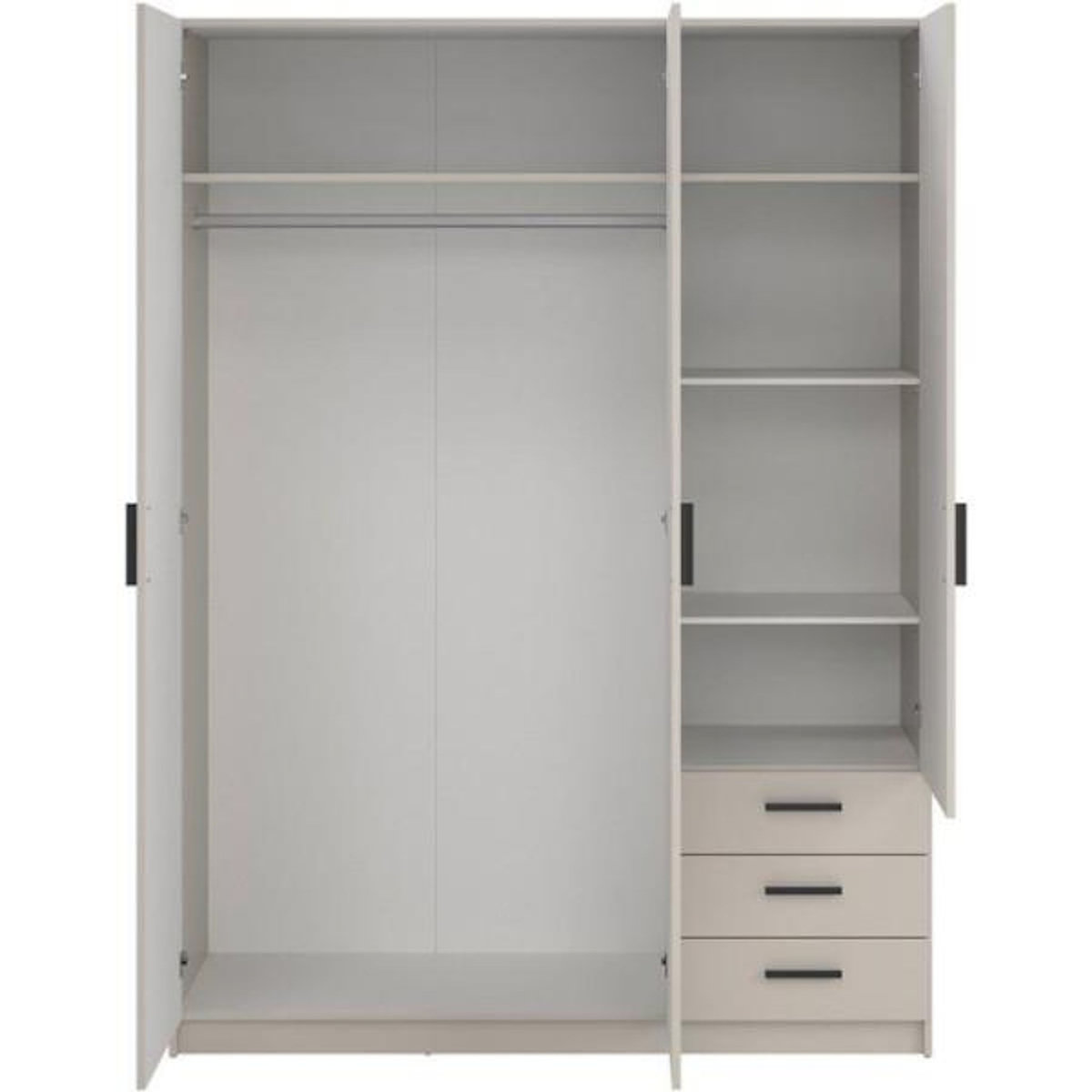 MARKET24 Armoire VEGA - Décor cachemire - 3 portes + 3 tiroirs - L 147 x P 49,8 x H 200,4 cm
