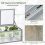 Voir la diapositive 6 : OUTSUNNY Mini serre de jardin serre à tomates dim. 90L x 46l x 40H cm toit ouvrable panneaux de polycarbonate bois sapin pré-huilé gris
