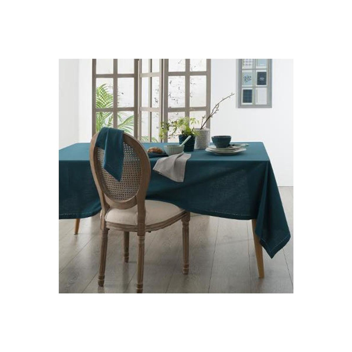 ATMOSPHERA Nappe Rectangulaire  Chambray  140x240cm Bleu