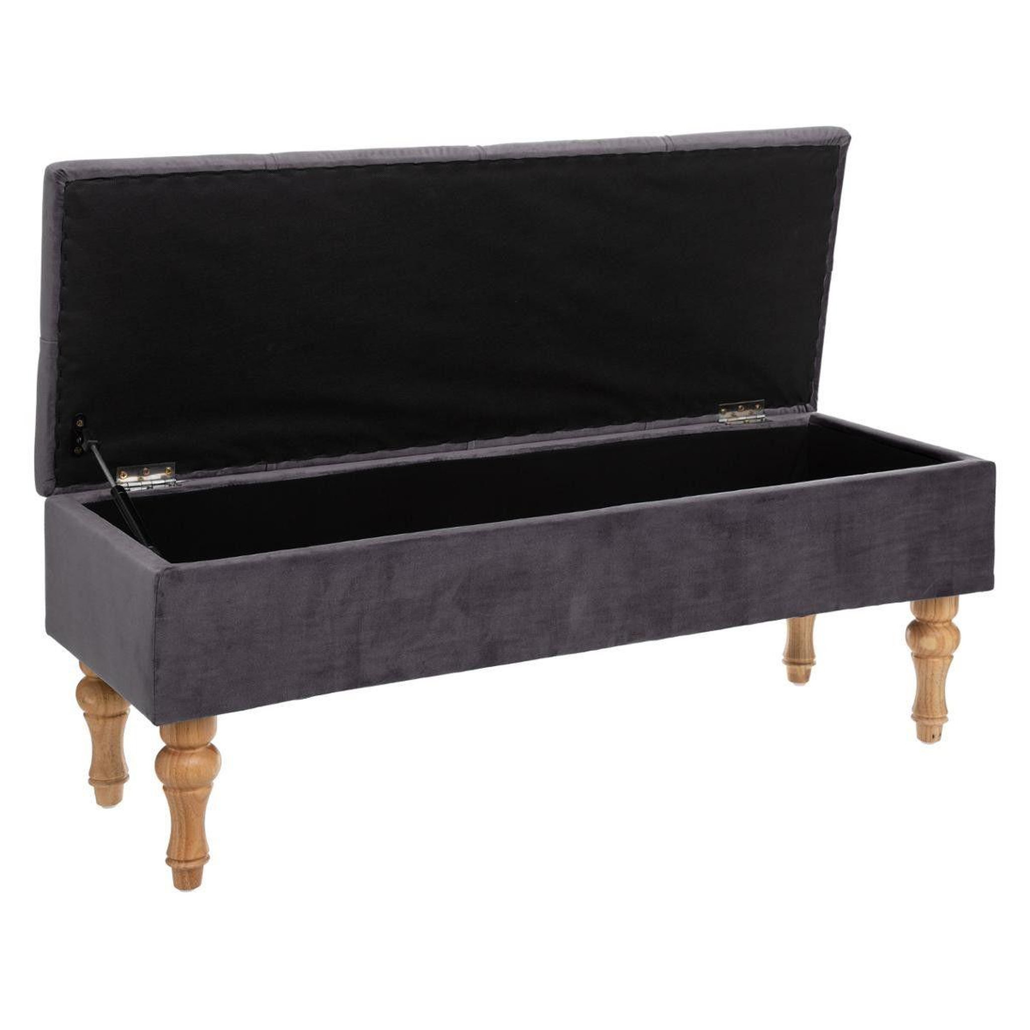 Voir la diapositive 2 : ATMOSPHERA Banc Coffre en Velours  Hiver  102cm Gris