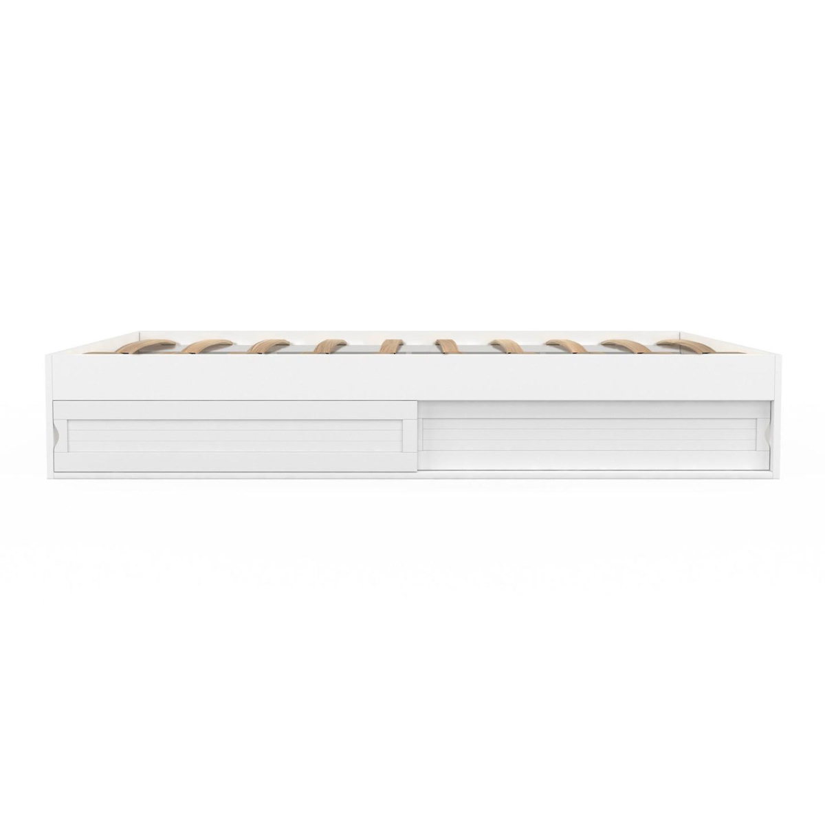ID MARKET Cadre de lit double SALEM avec rangements et sommier 140 x 190 cm blanc