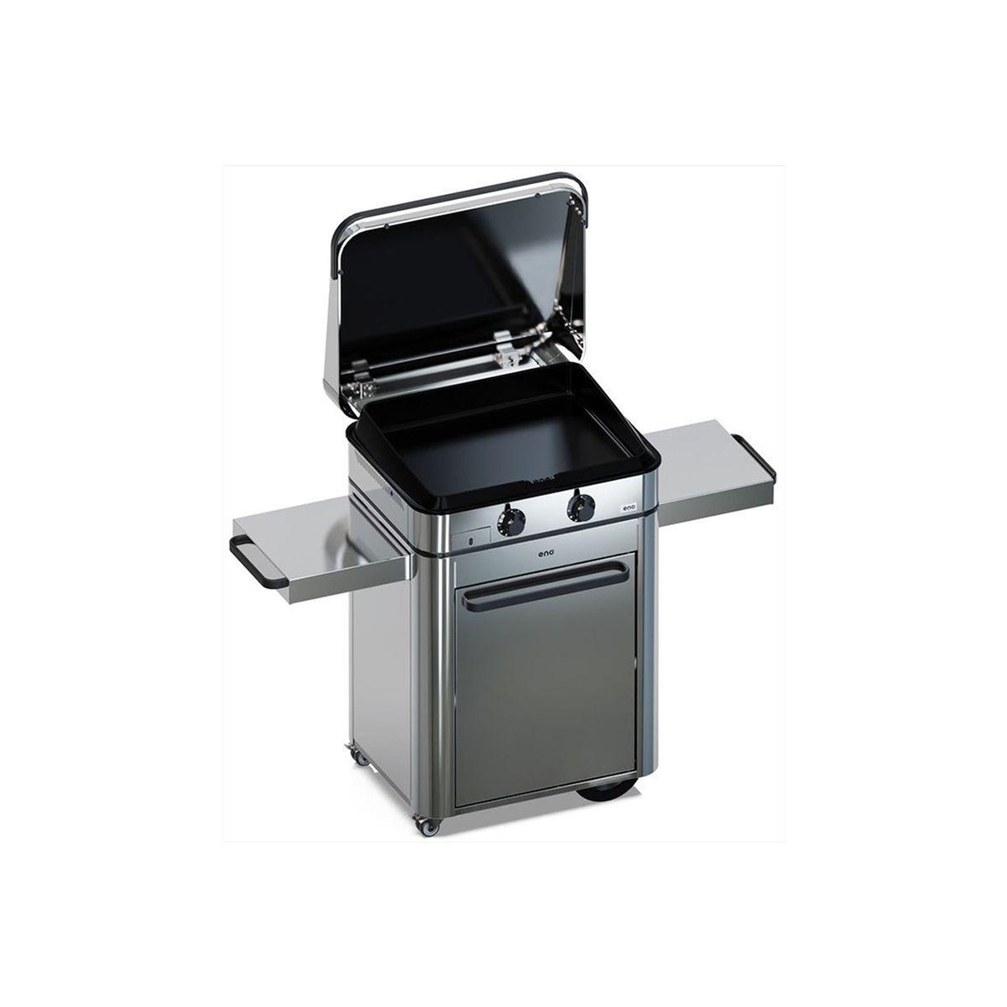 Eno Plancha gaz enosign 65 inox 2 brûleurs sur chariot, 56x40 cm