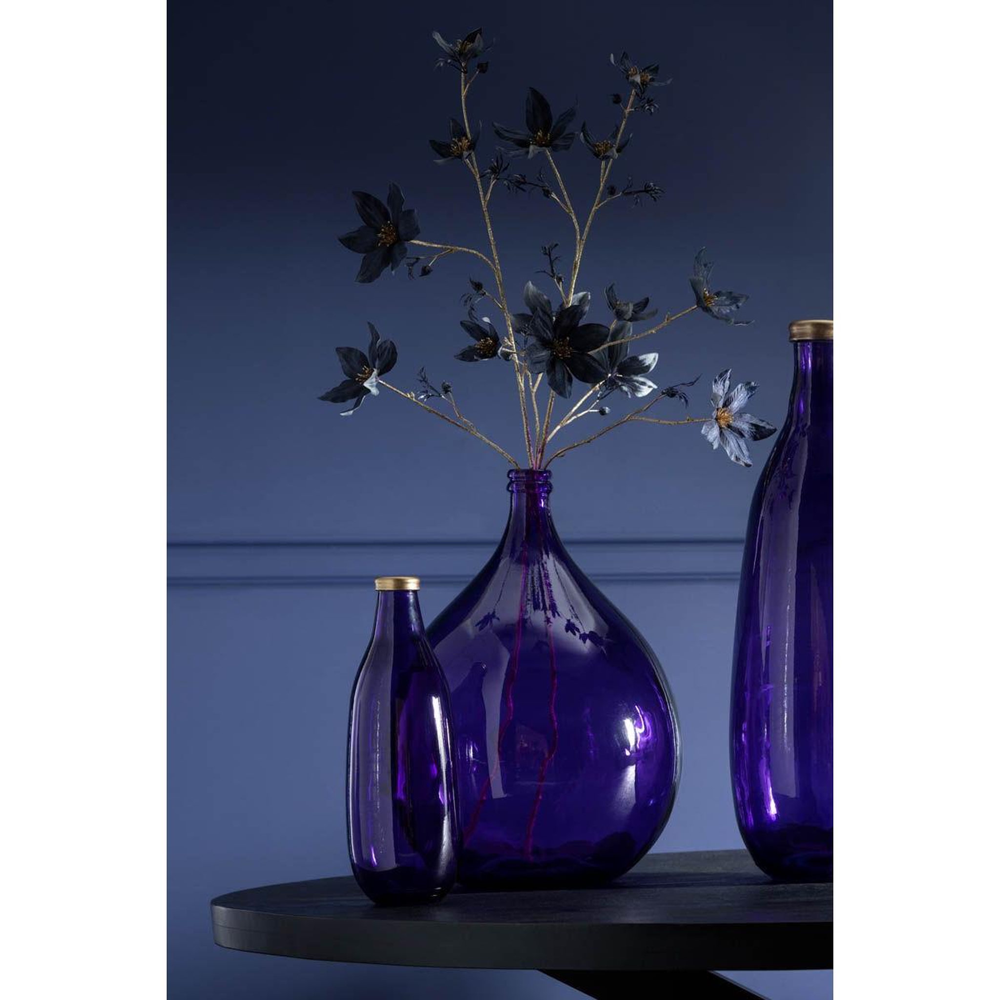 Voir la diapositive 6 : J-LINE Vase déco en verre  mandie  40cm mauve