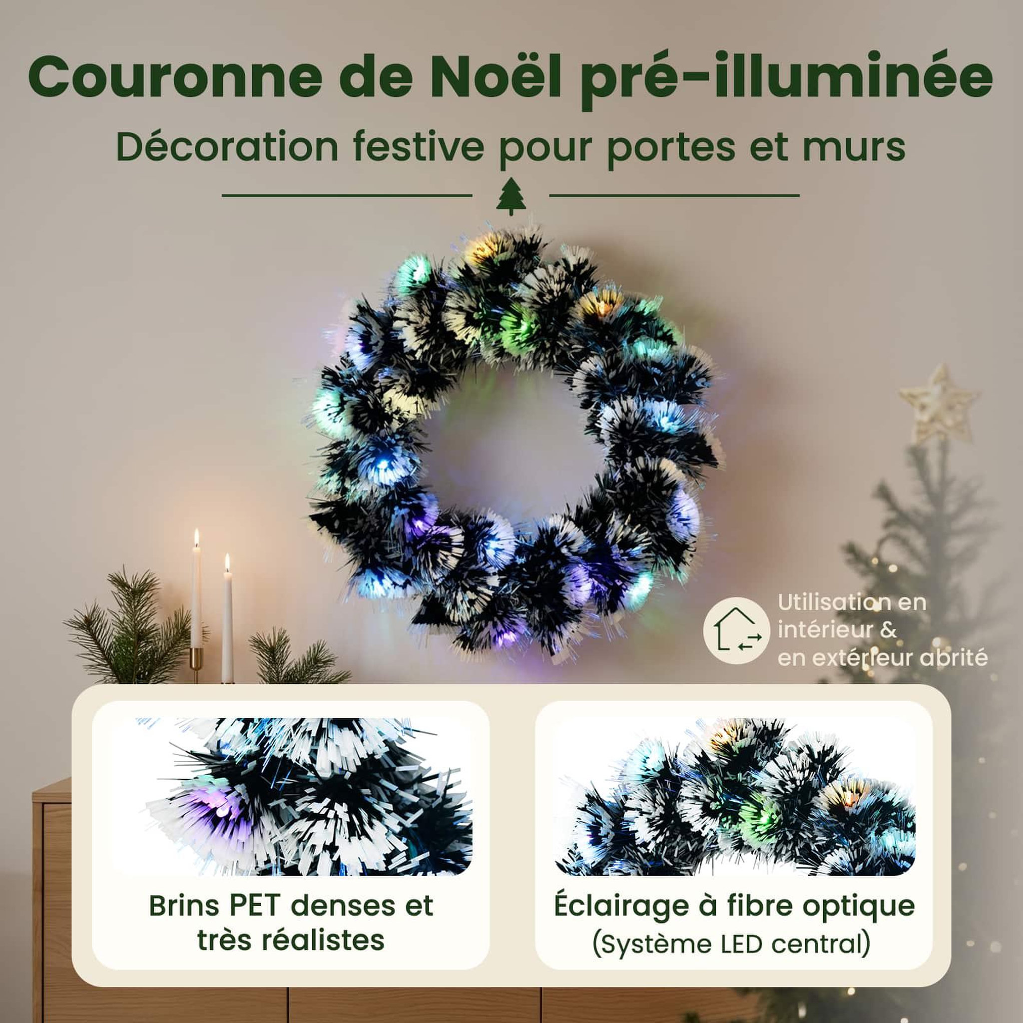 Voir la diapositive 4 : VIDAXL Guirlande de Noël 16 LED Multicolore acier