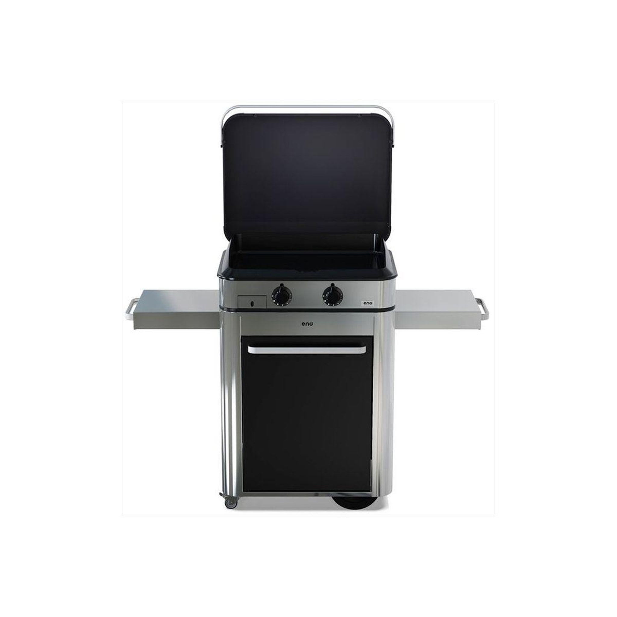 Voir la diapositive 2 : Eno Plancha gaz combo enosign 65 inox et noir sur chariot, 56x40 cm