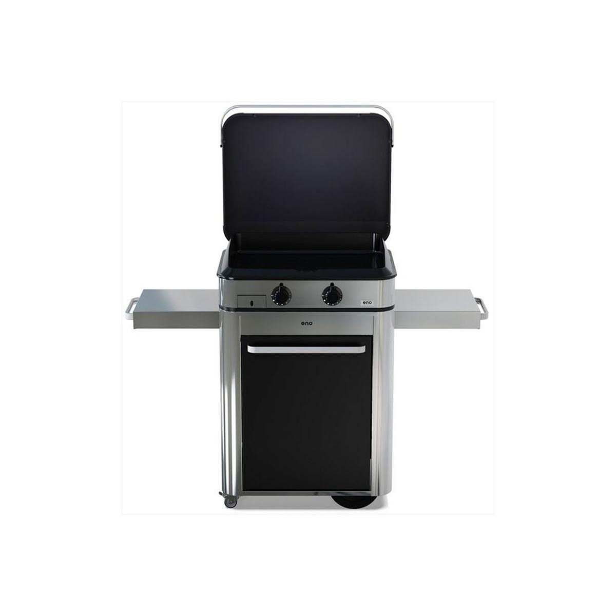 Eno Plancha gaz Combo Enosign 65 Inox et Noir sur chariot, 56x40 cm
