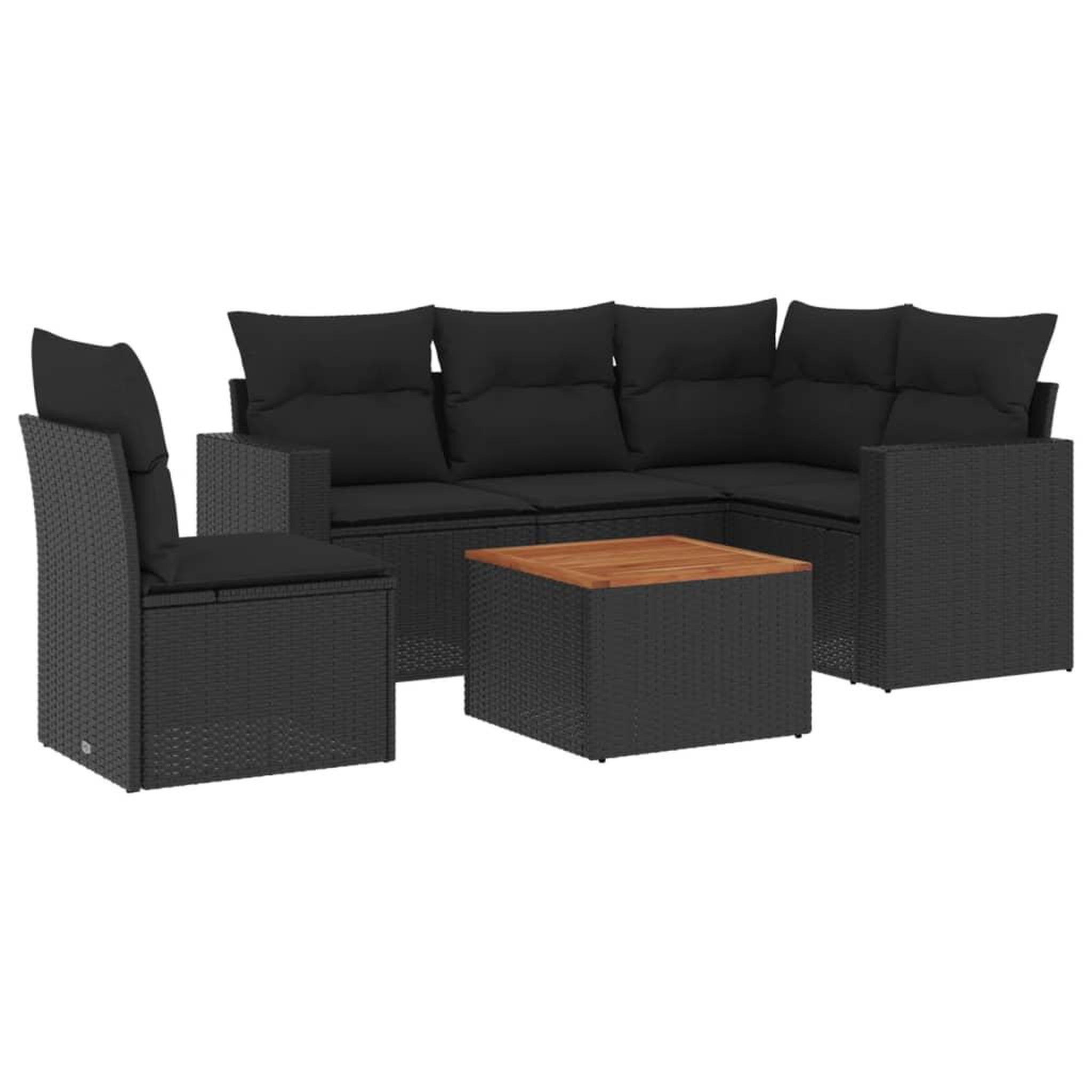 Voir la diapositive 2 : VIDAXL Salon de jardin 6 pcs avec coussins noir resine tressee