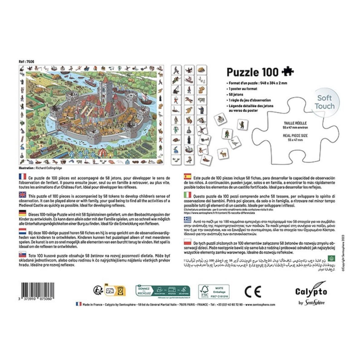 Sentosphere Puzzle Château Fort de 100 Pièces - Jeu Éducatif pour Enfants