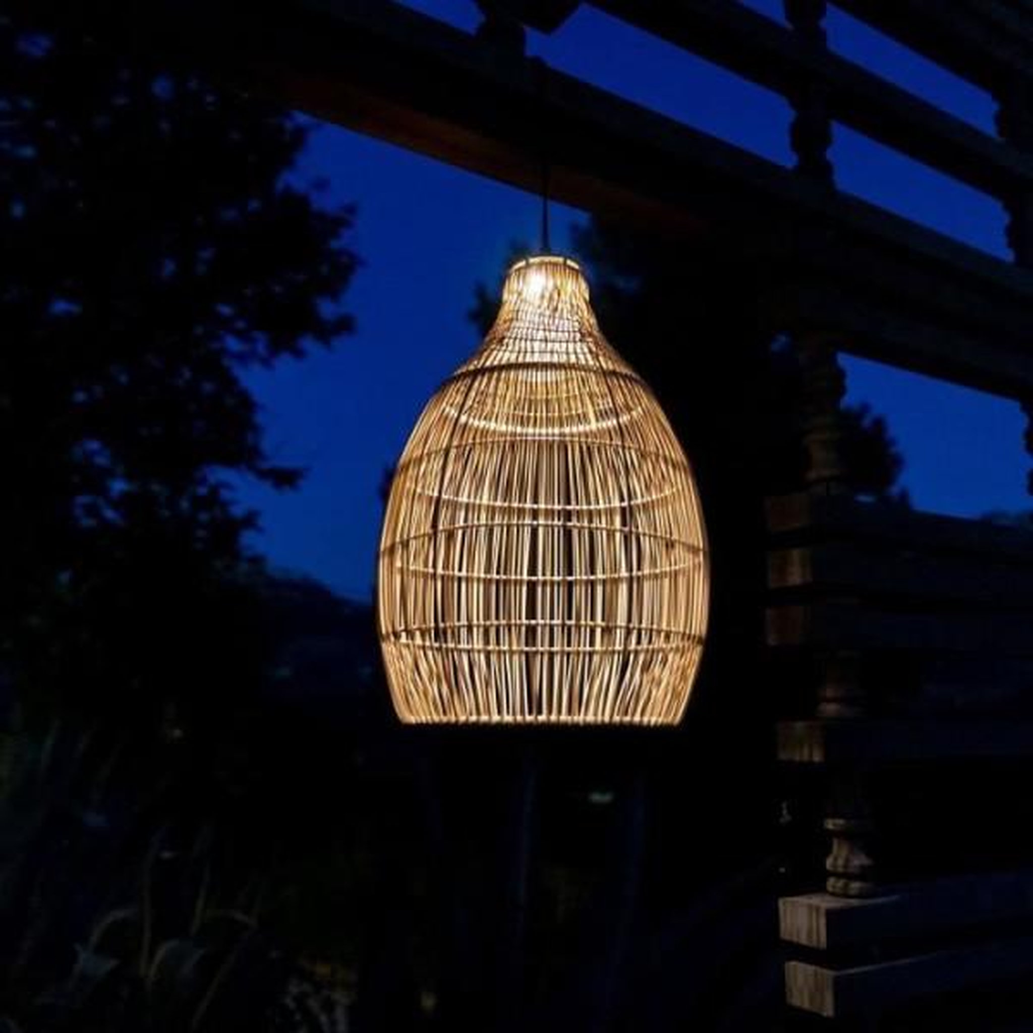 Voir la diapositive 4 : Lumisky Suspension solaire bohème naturel style vannerie tressée LED blanc chaud HOLIDAY H 42 cm