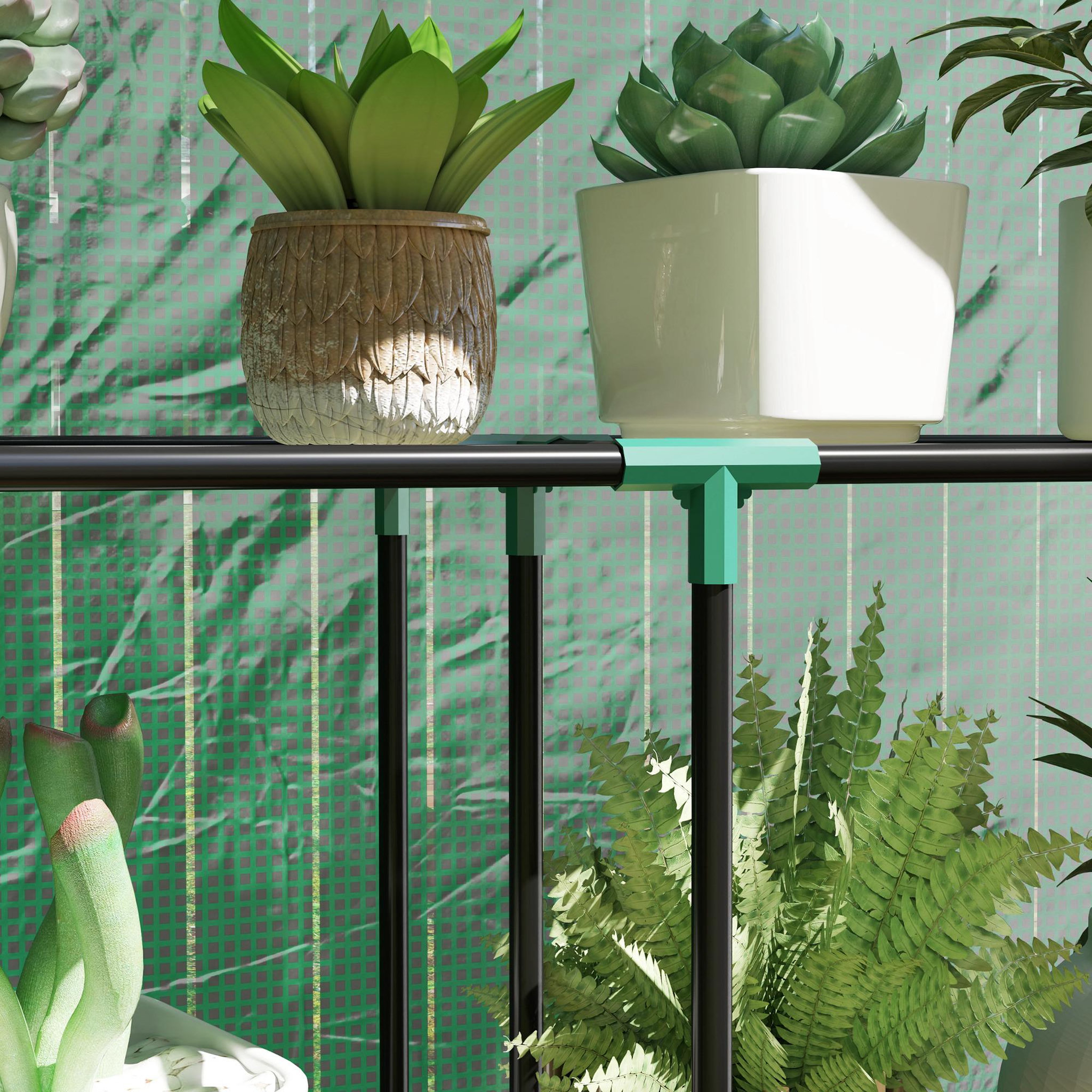 Voir la diapositive 6 : OUTSUNNY Serre de jardin balcon 3 étagères - porte enroulable zippée - 100 x 40 x 150 cm - acier pe vert