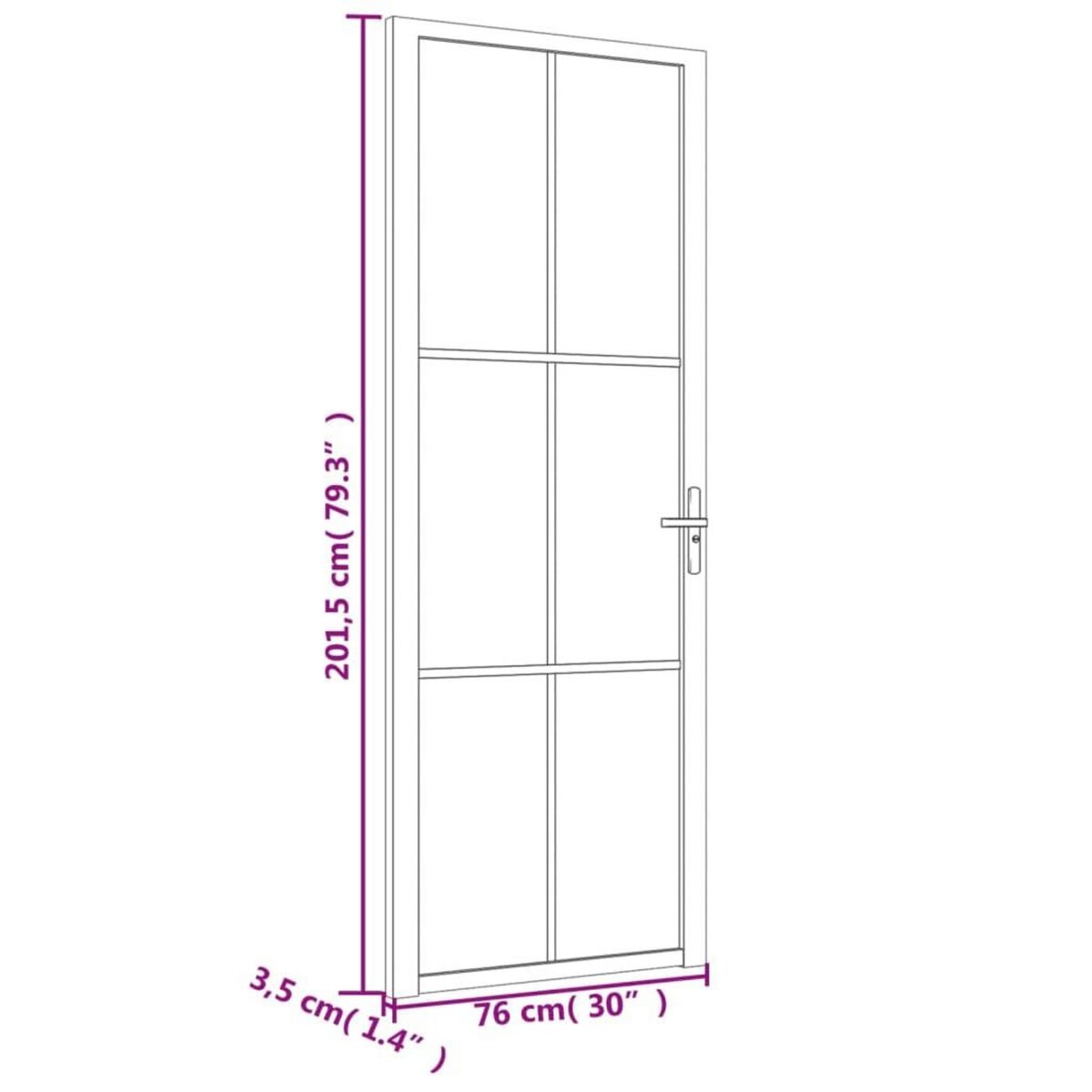 VIDAXL Porte interieure 76x201,5 cm Blanc Verre ESG et aluminium