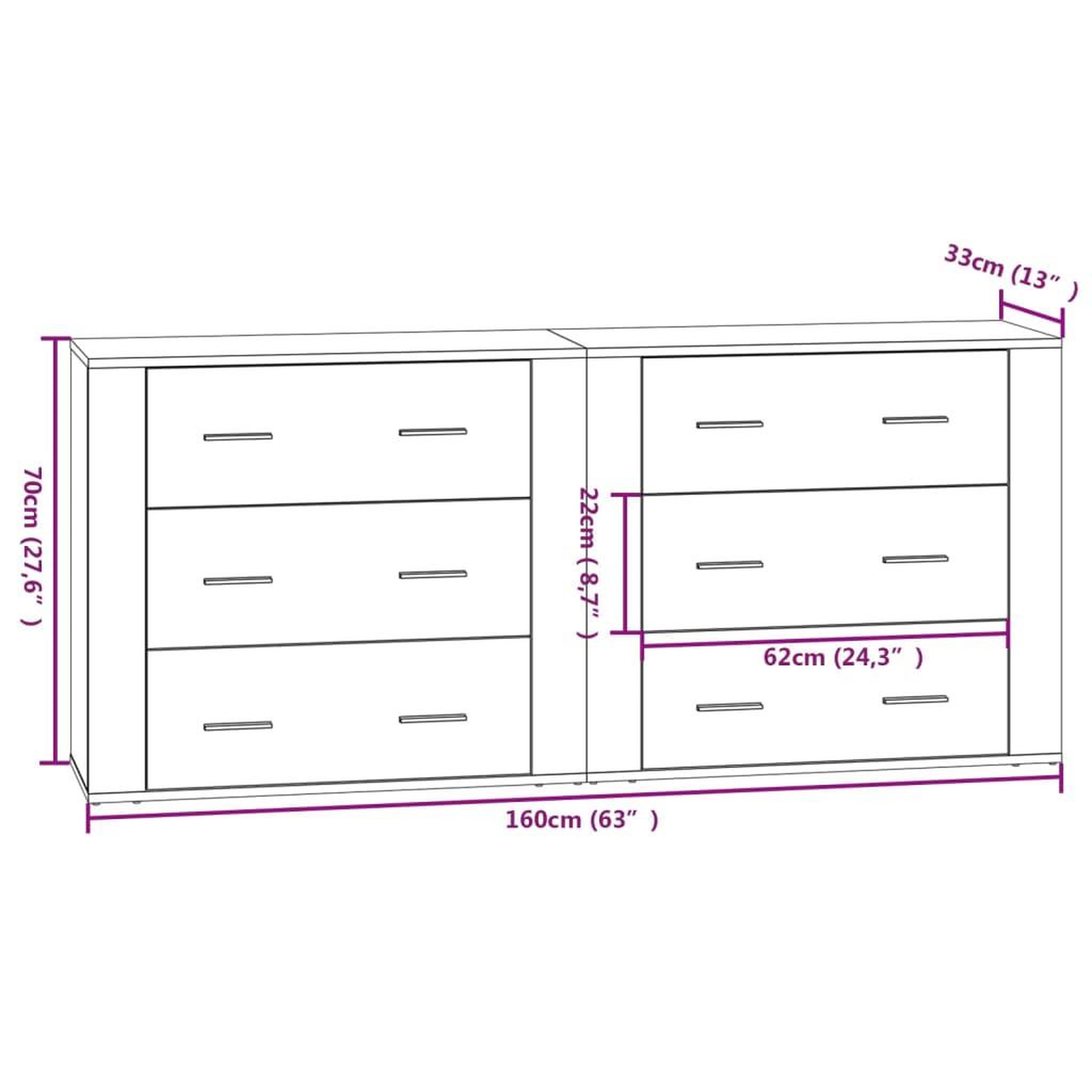 Voir la diapositive 6 : VIDAXL Buffets 2 pcs blanc bois d'ingenierie
