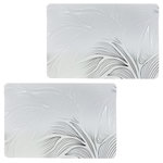 HABITABLE Lot de 2 sets de table motif feuillage avec encre métallique EDEN - 30 x 45 cm - Argent et blanc