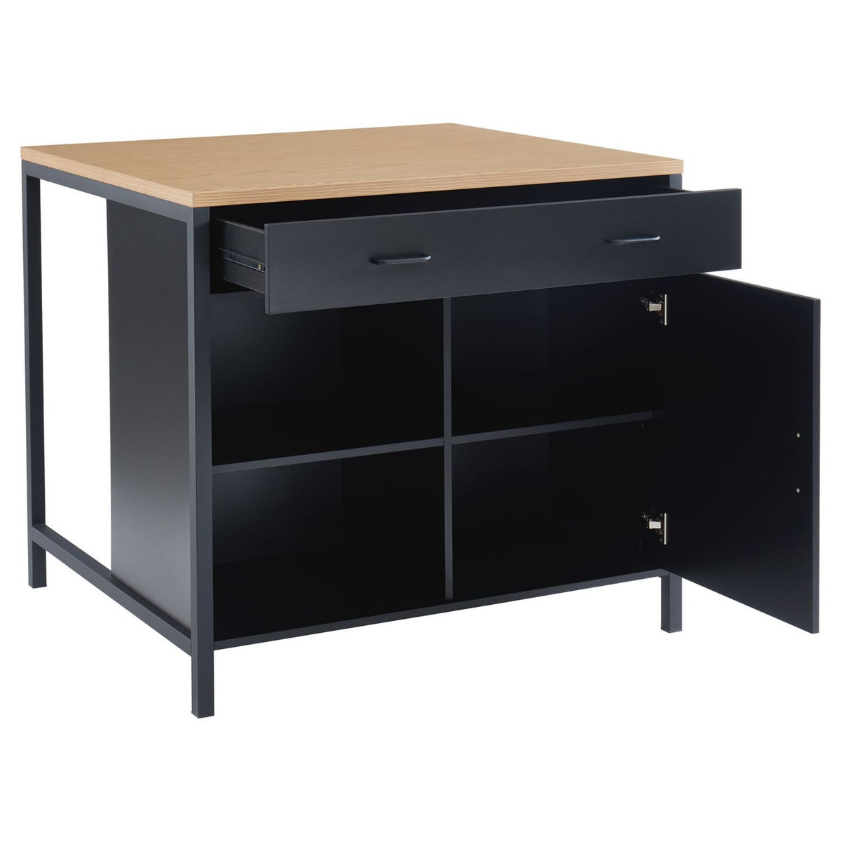 Îlot central de cuisine 1 tiroir 1 porte 1 étagère - L100cm PEPER