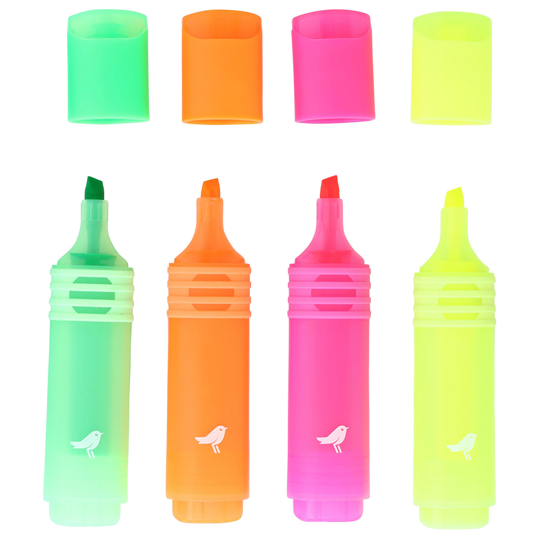 Voir la diapositive 2 : AUCHAN Lot de 4 surligneurs coloris assortis pointe biseautée