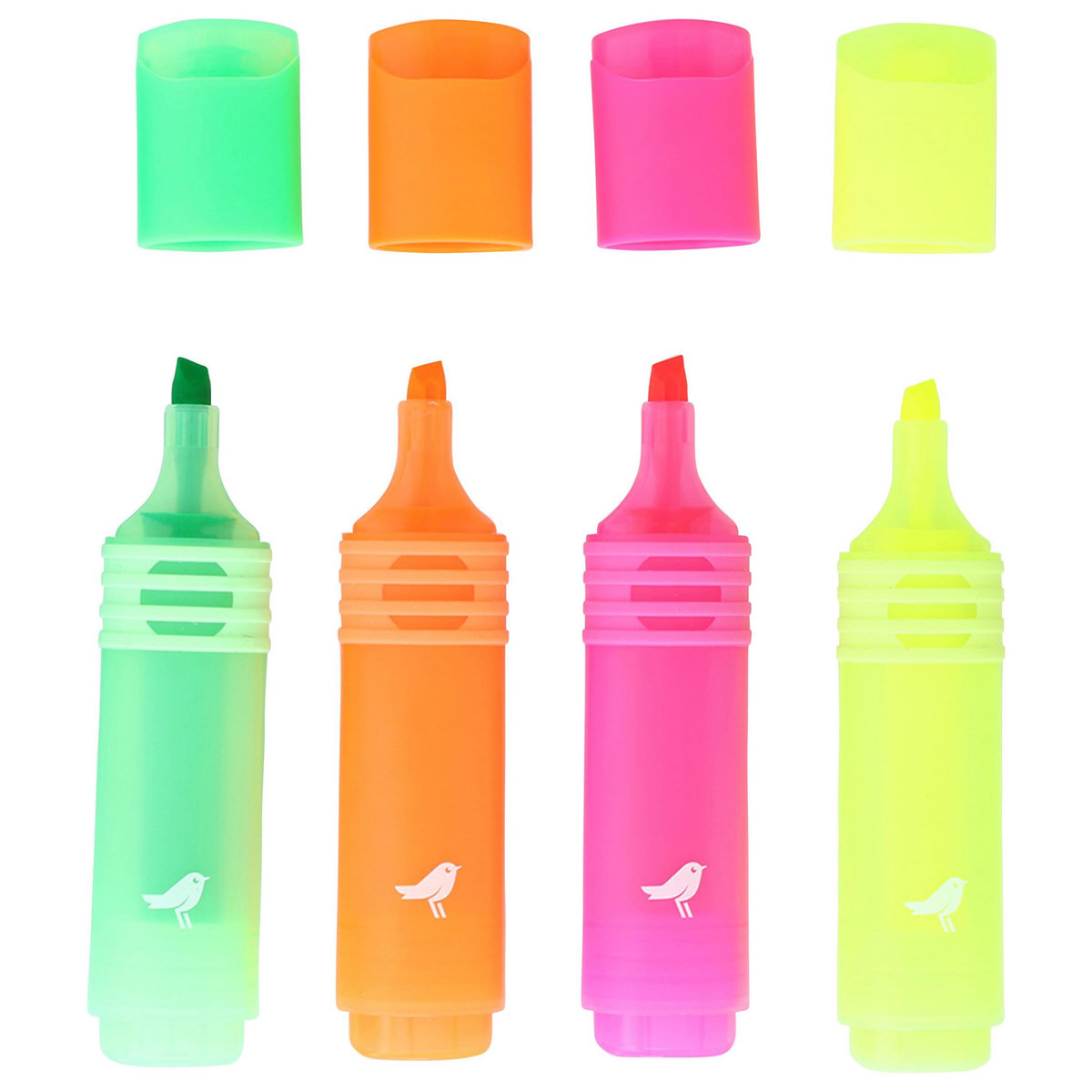 AUCHAN Lot de 4 surligneurs coloris assortis pointe biseautée