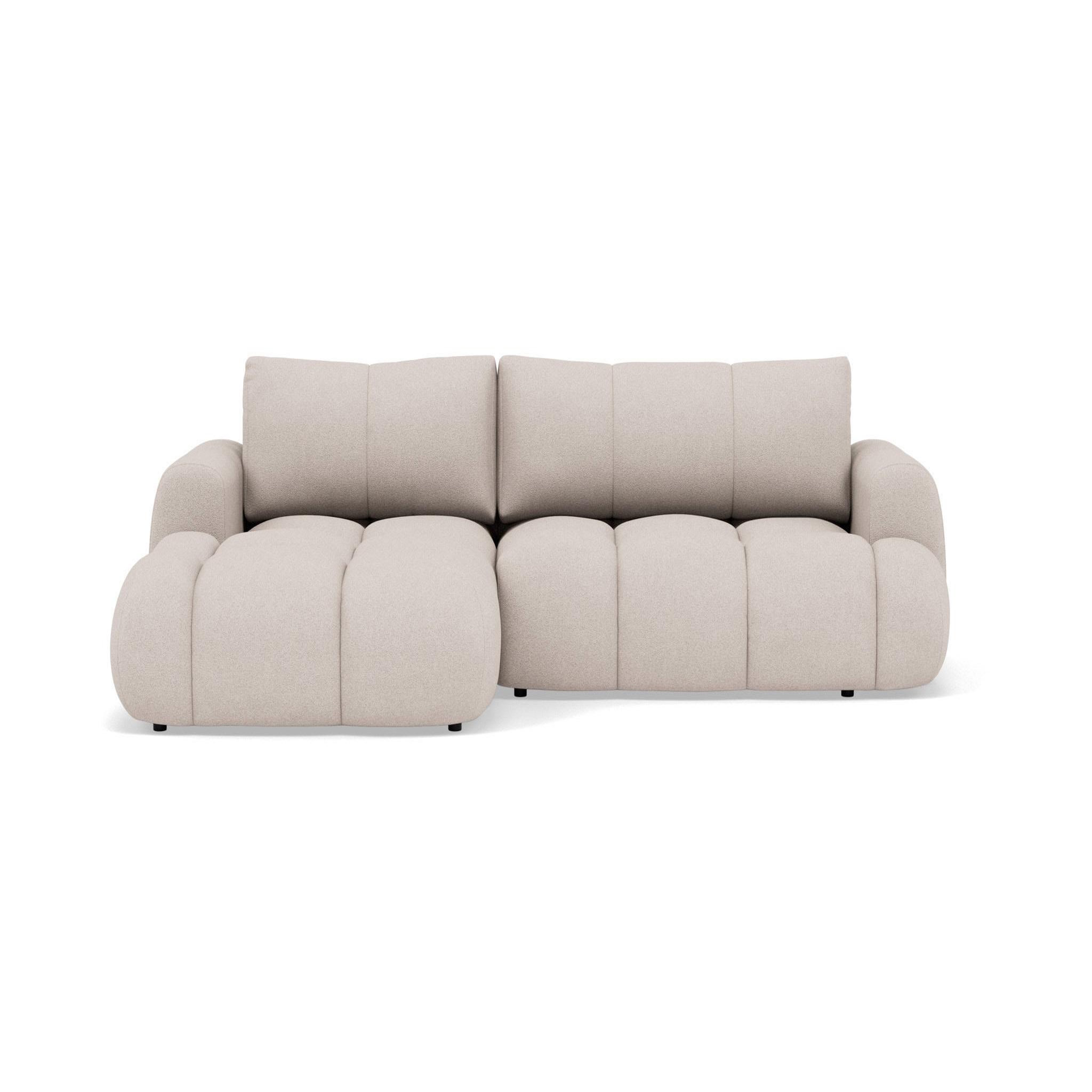 BEST MOBILIER Yulin - canapé d'angle gauche 4 places convertible avec coffre en tissu bouclette. Coloris disponibles : Gris, Orange, Vert, Marron, Beige