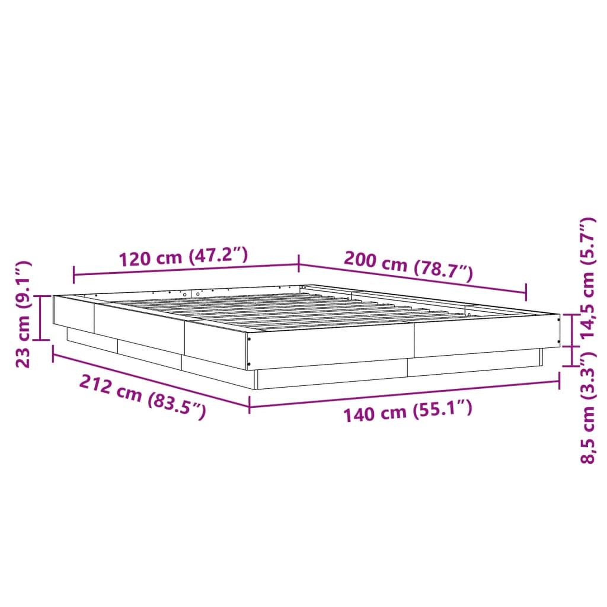 Voir la diapositive 6 : VIDAXL Cadre de lit avec lumieres LED sans matelas 120x200 cm