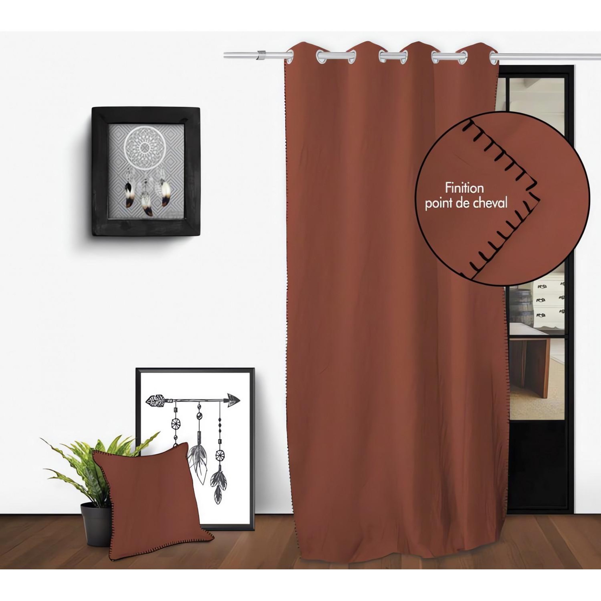 SOLEIL D'OCRE Rideau oeillets en coton lavé 135x250 cm SPIRIT, par Soleil d'Ocre