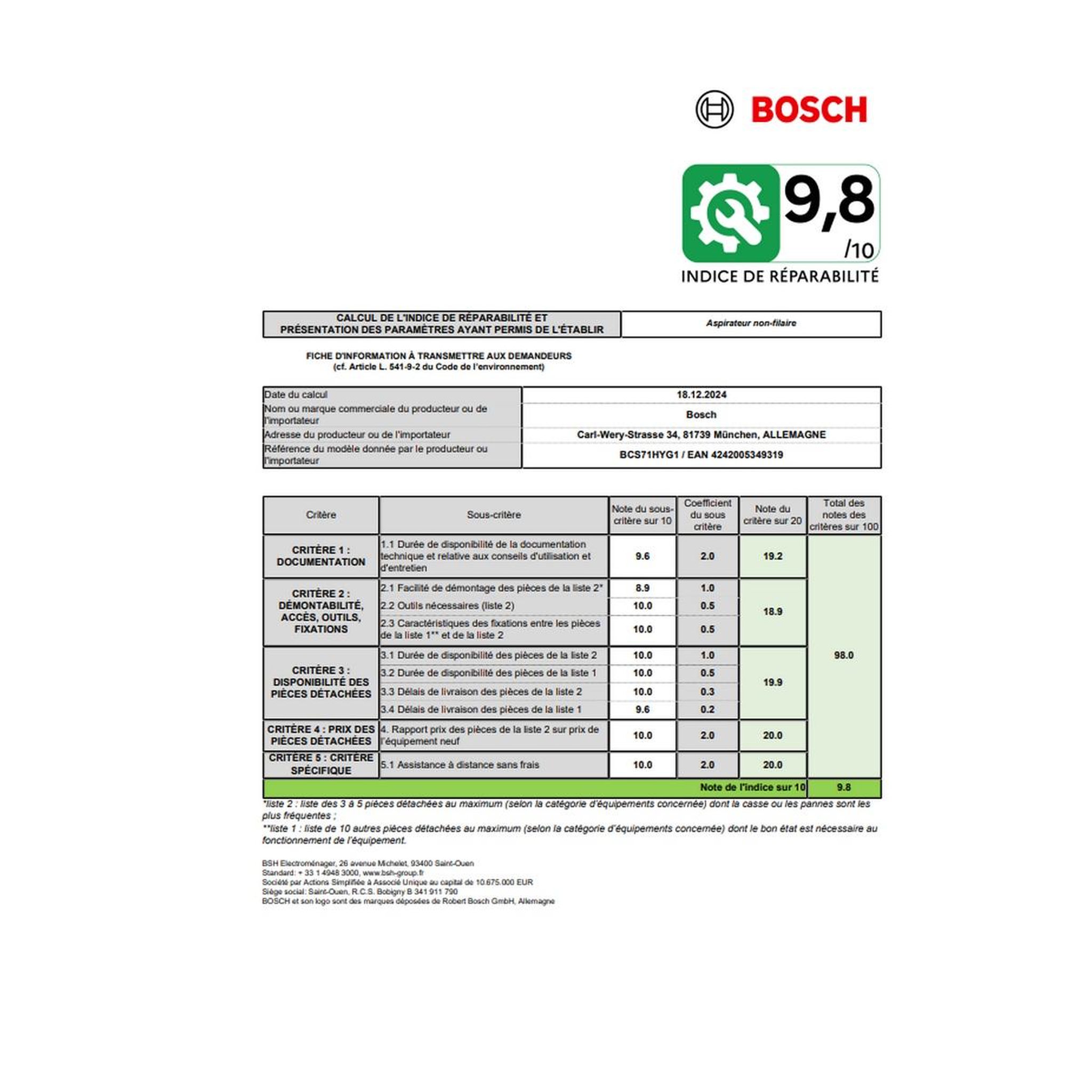Voir la diapositive 3 : BOSCH Aspirateur balai rechargeable 18v blanc - bcs71hyg1