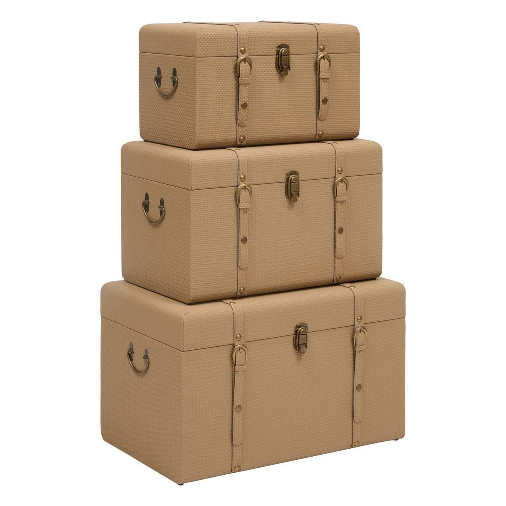 ATMOSPHERA Lot de 3 malles de rangement  bonie  60cm taupe