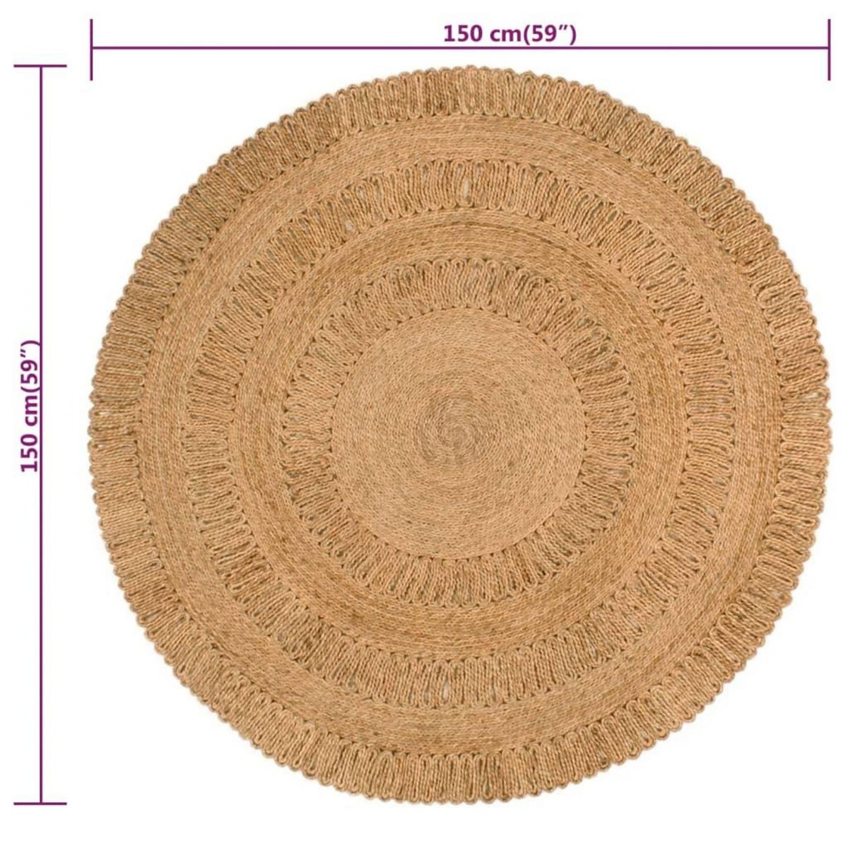 VIDAXL Tapis Jute tresse a la main 150 cm Rond