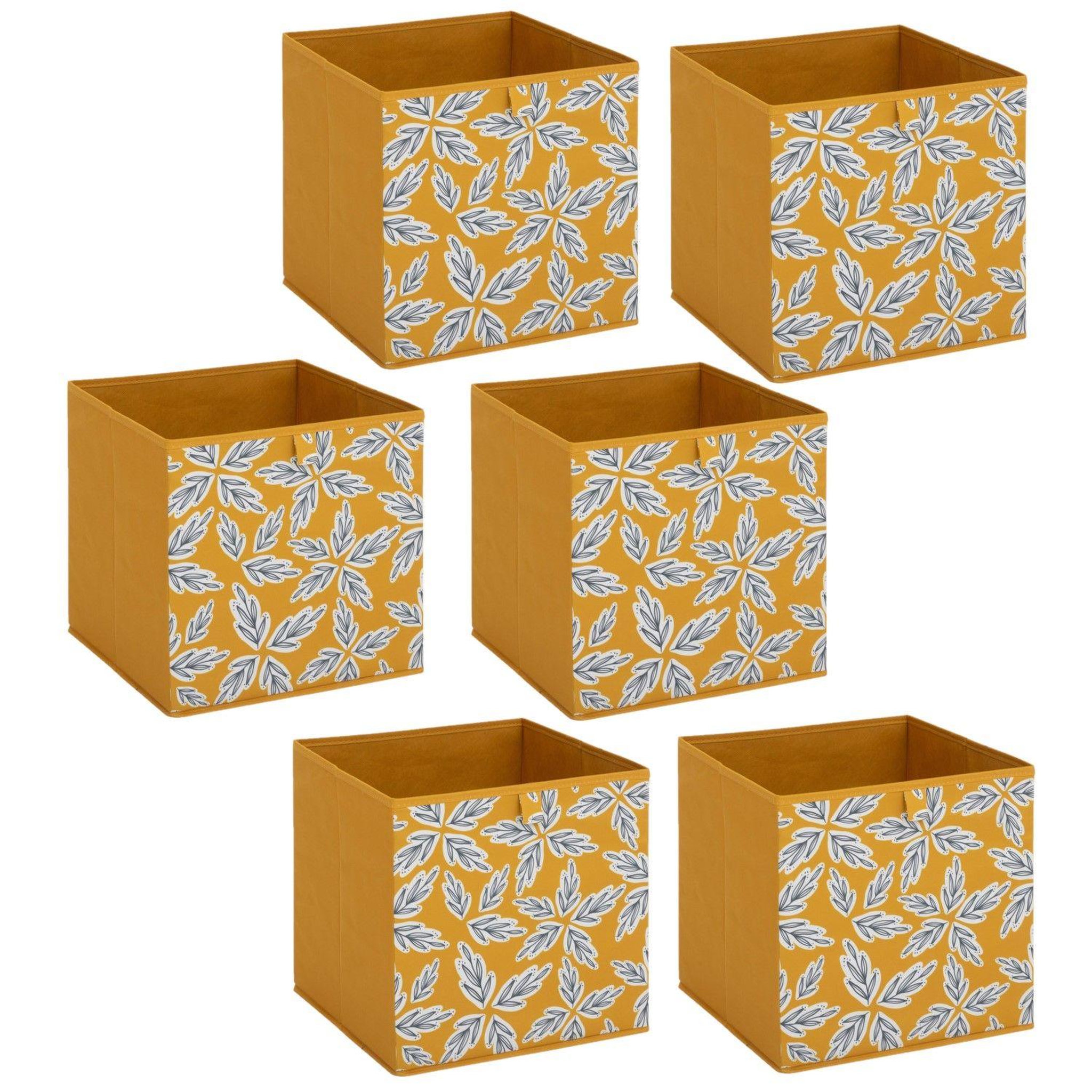 TOILINUX Lot de 6 boites de rangement folia - l. 31 x l.31 x h. 31 cm - jaune