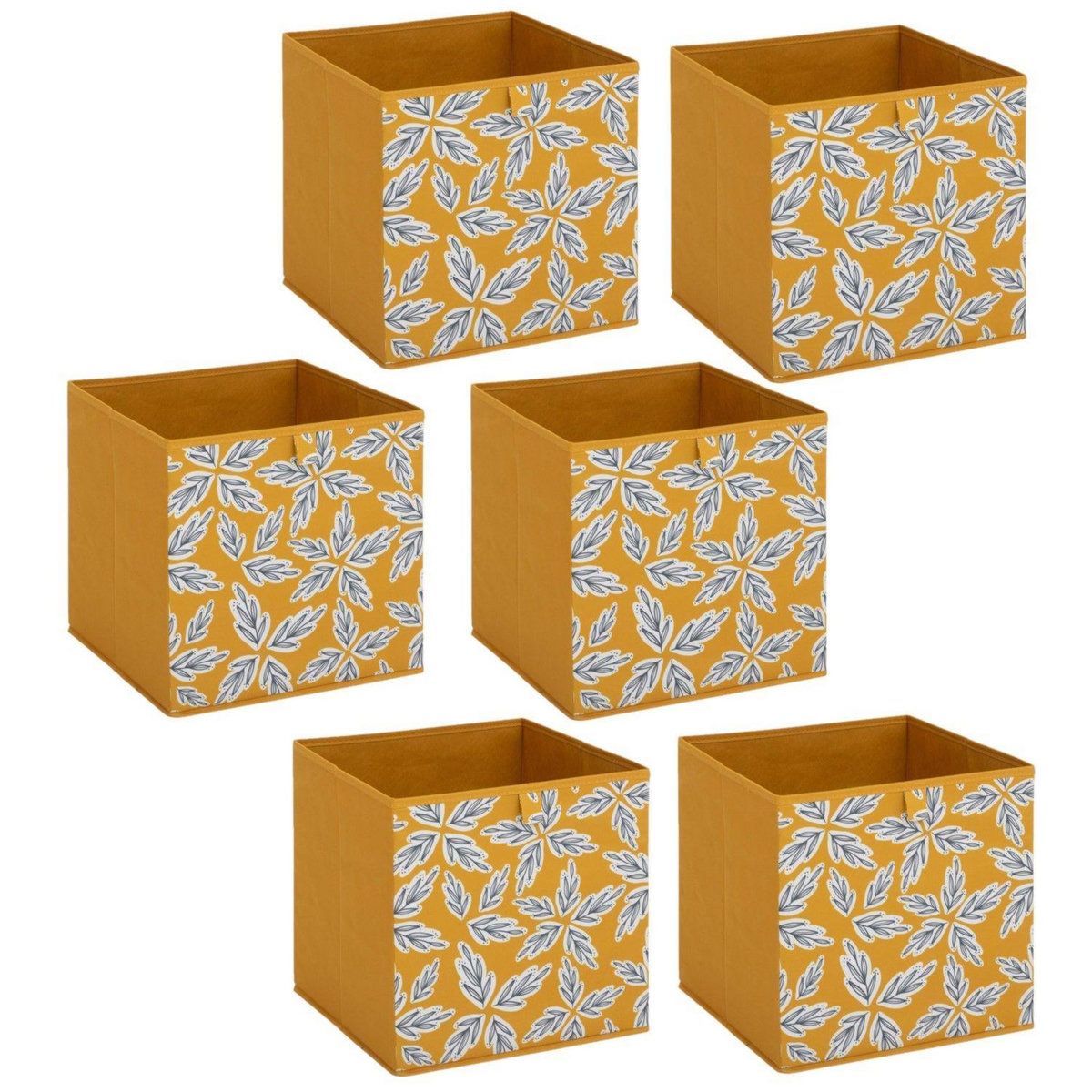 FIVE Lot de 6 boites de rangement FOLIA - L. 31 x l.31 x H. 31 cm - Jaune