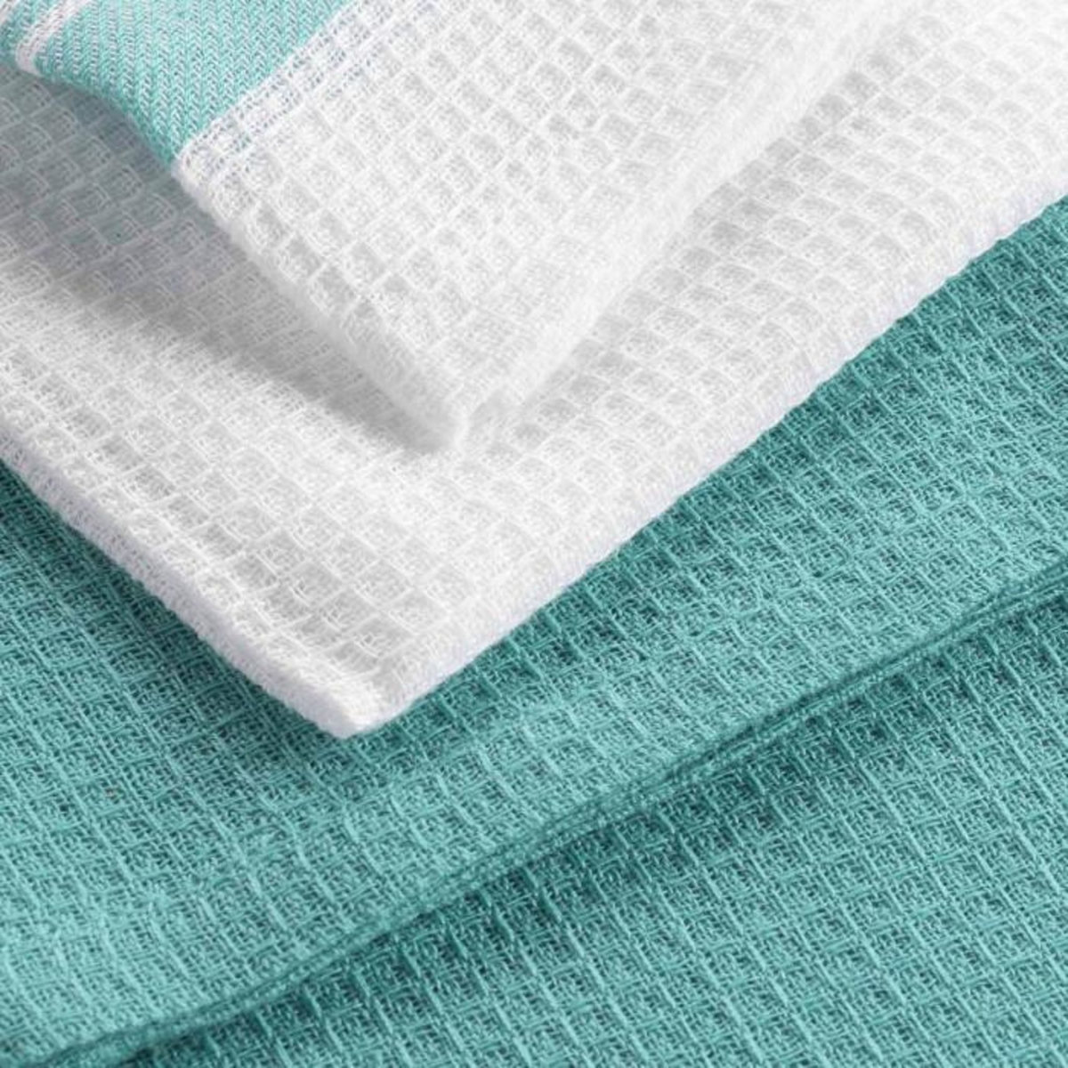 Paris Prix Lot de 2 Torchons Nid d'Abeille  Menton  50x70cm Turquoise