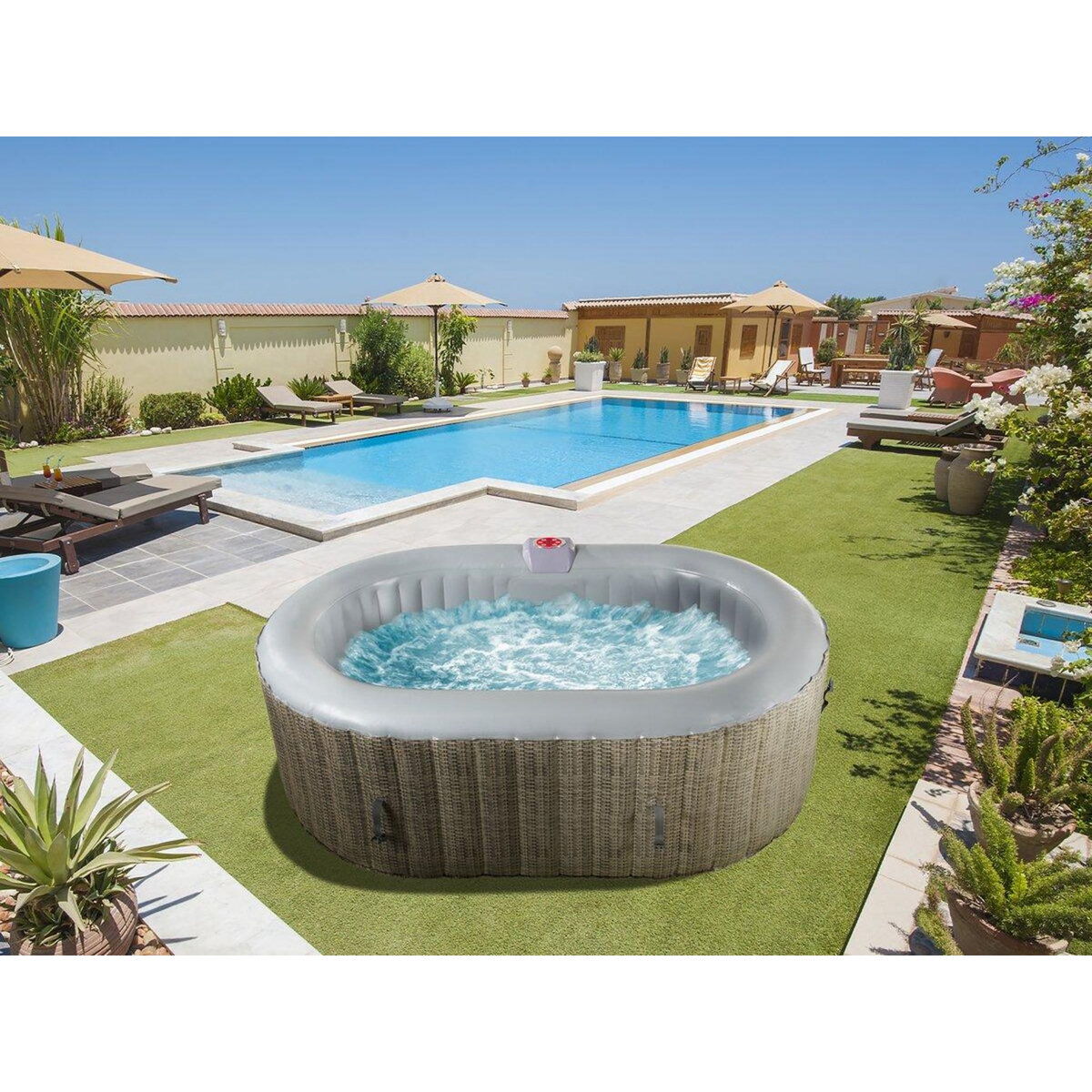 Habitat et Jardin Spa ovale en PVC  Paris  - 2 places -  Marron/ Gris clair