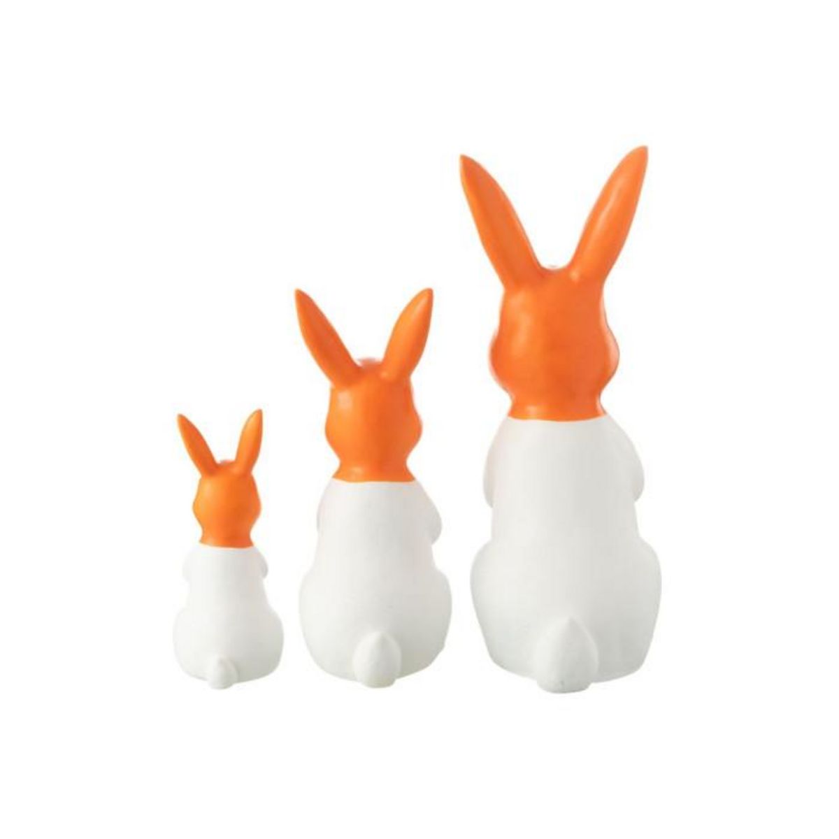 Paris Prix Lot de 3 Statues Lapin Extérieur  Alfredo  66cm Orange & Blanc