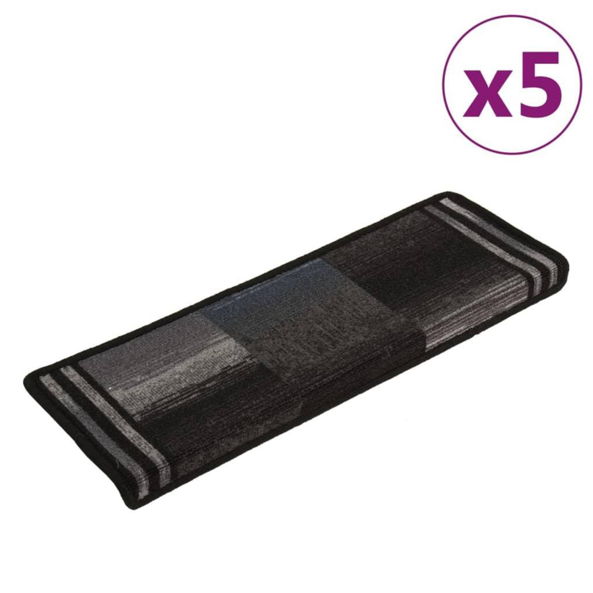 VIDAXL Tapis d'escalier autoadhesifs 5 pcs 65x21x4 cm Noir et gris
