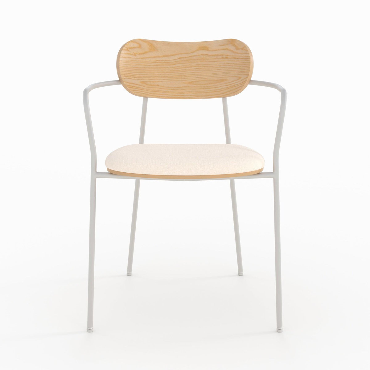 Rendez vous déco Lot de 2 chaises en tissu beige et placage en bois clair-Marine