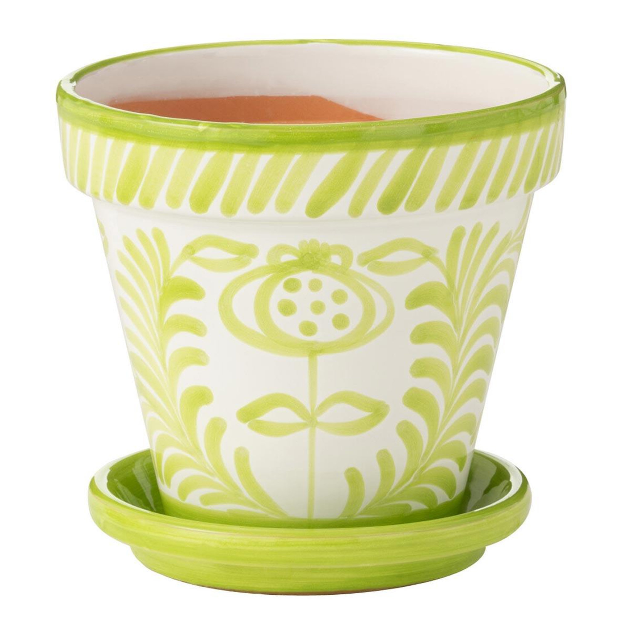 J-LINE Pot avec soucoupe en céramique  granada  27cm vert
