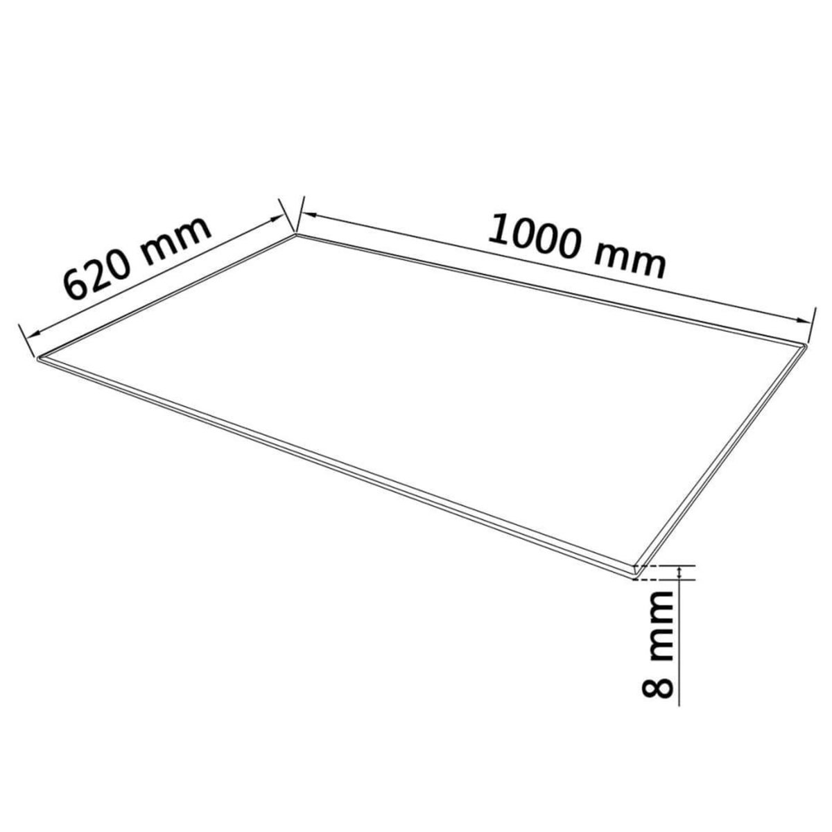 VIDAXL Dessus de table rectangulaire en verre trempe 1000 x 620 mm