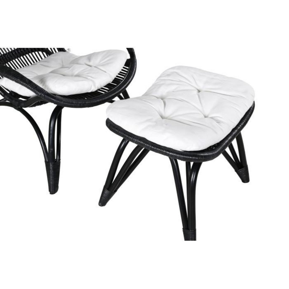 Paris Prix Fauteuil de Jardin & Repose-Pieds  Ella  98cm Noir