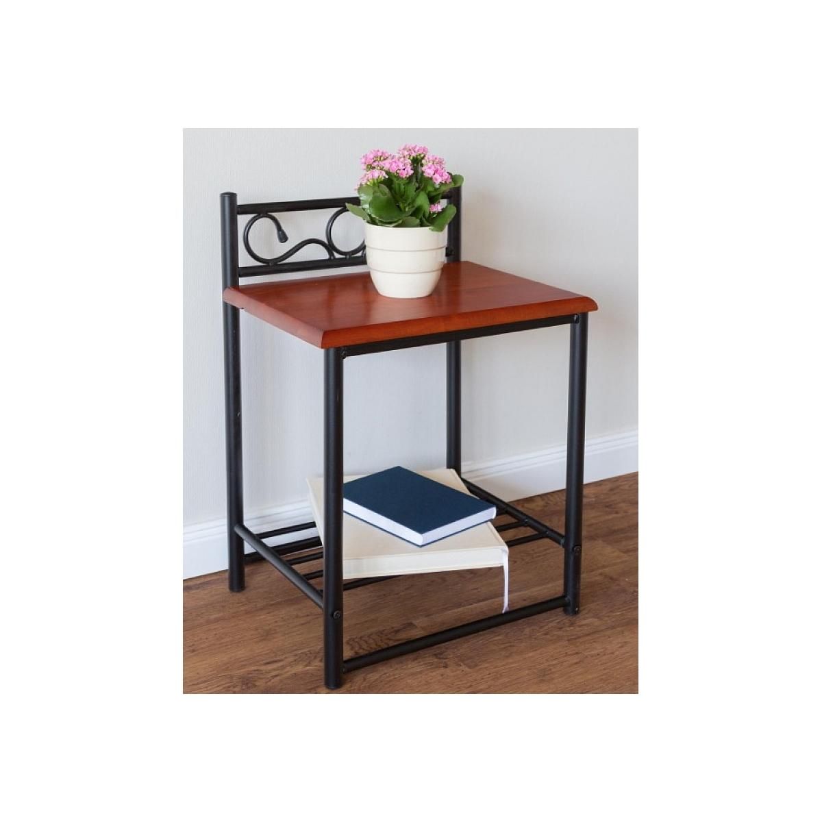 HomeStyle4U Table de chevet en metal noir laqué ref. 1069
