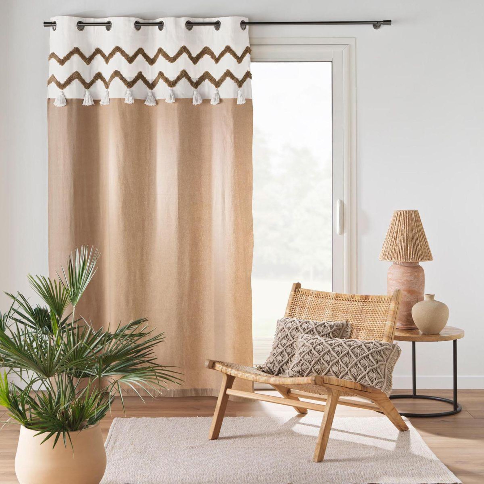 Voir la diapositive 5 : Douceur d'Intérieur Rideau à œillets avec pompons  azari  140x240cm camel