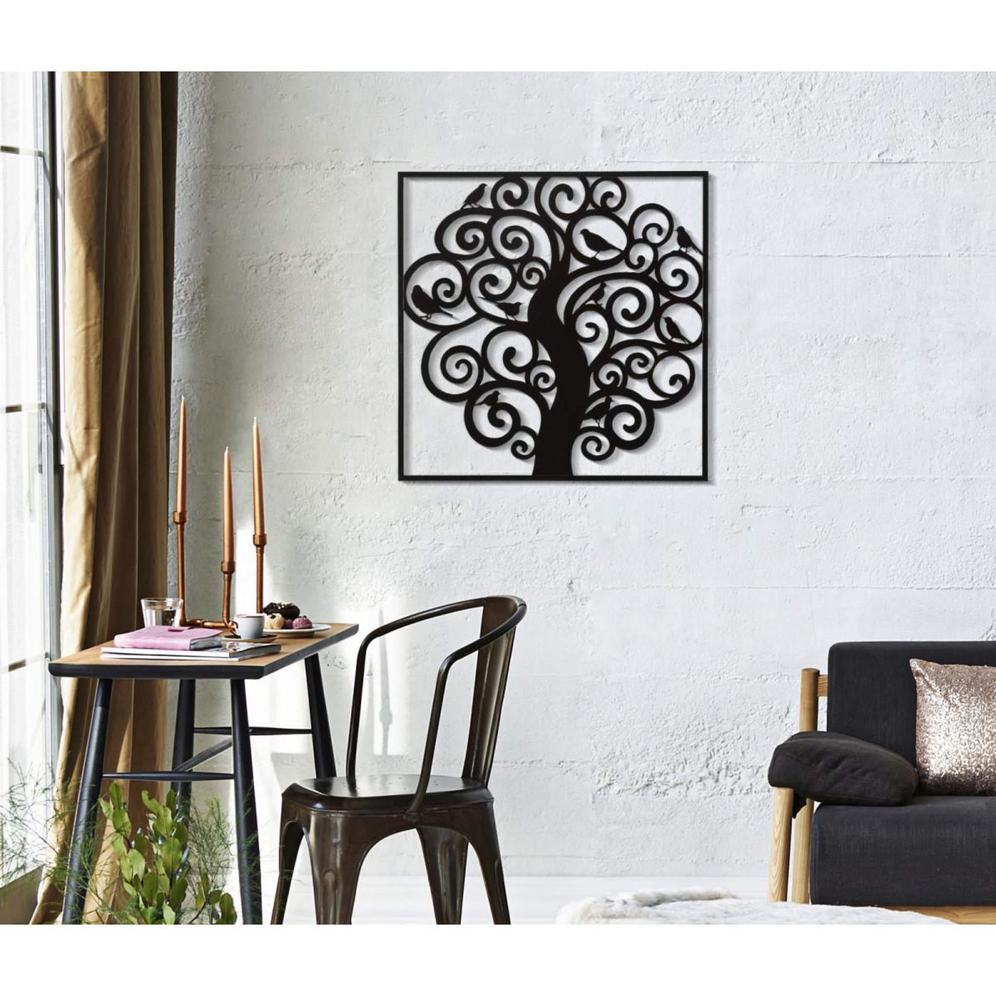 Voir la diapositive 5 : Paris Prix Décoration murale encadrée en métal  three  70cm noir