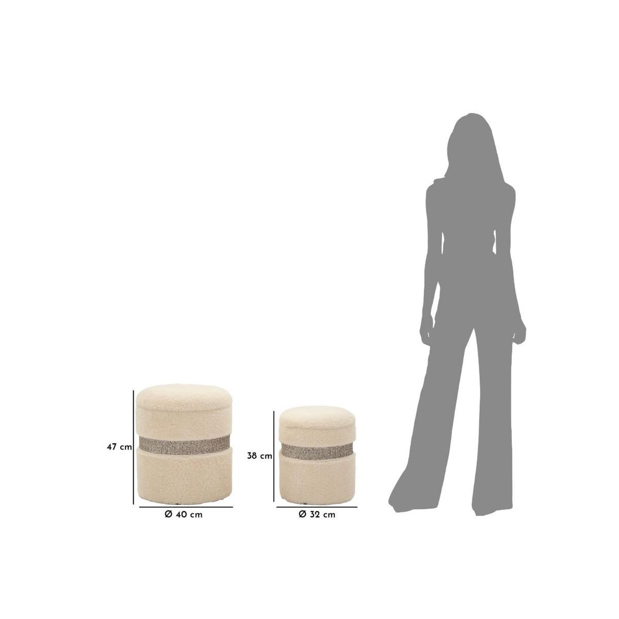 Voir la diapositive 6 : Paris Prix Lot de 2 poufs coffres  saint moritz  47cm crème