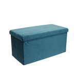 The Home Deco Factory Banc de rangement pliable design velours Meli GM. Coloris disponibles : Bleu