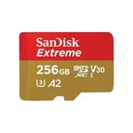 SANDISK Carte mémoire microSDXC SanDisk Extreme 256 Go - A2 / Video Class V30 / UHS-I U3 / Class10 - avec adaptateur SD