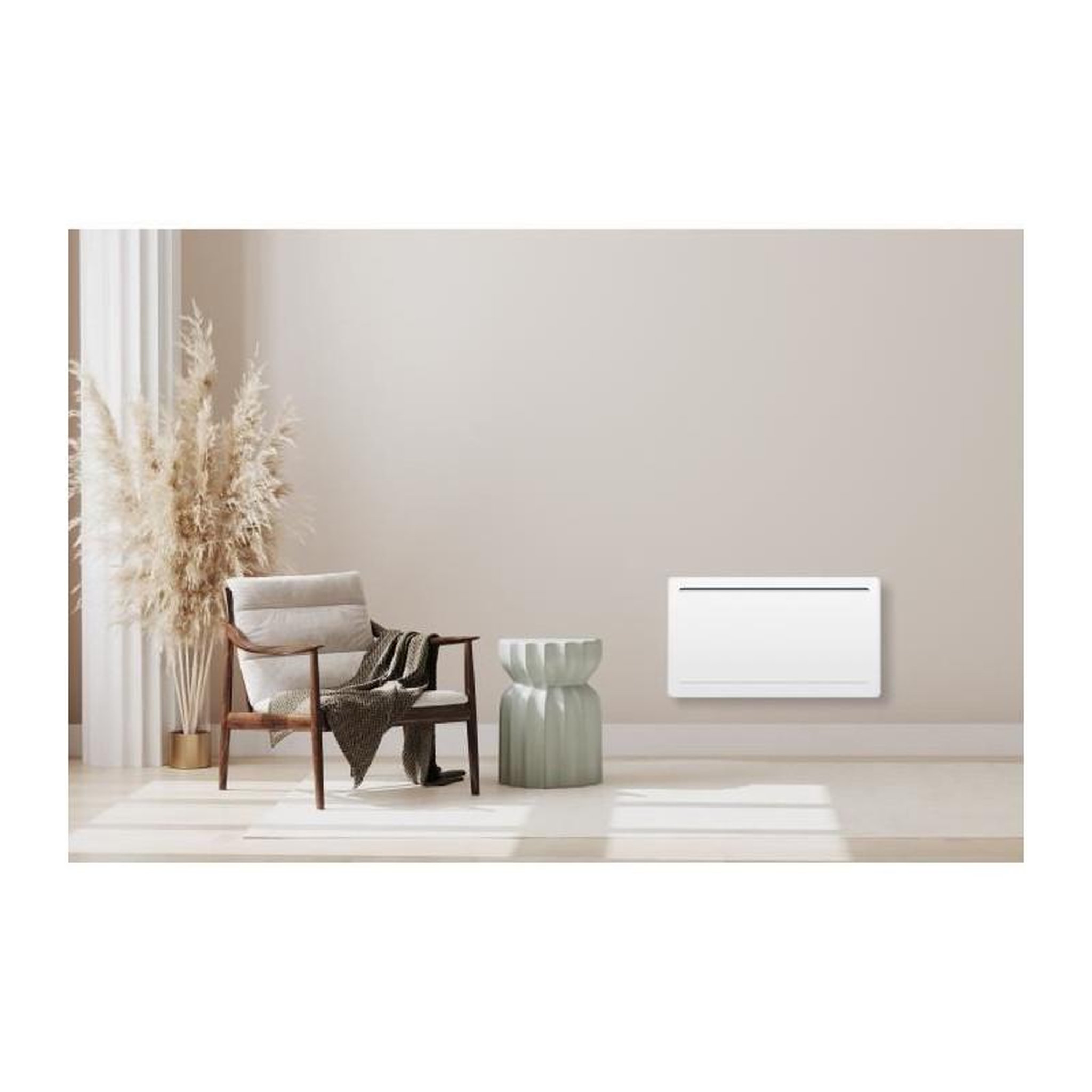 OCEANIC Radiateur électrique fixe a inertie seche céramique 1500W OCEANIC Rubis - Design galbé - Blanc - NF