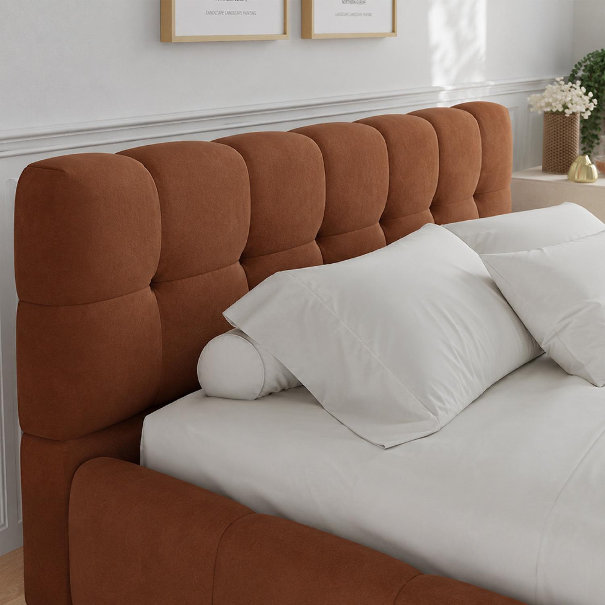 Voir la diapositive 6 : CONCEPT USINE Lit nuage 160x200cm en velours marron kansas